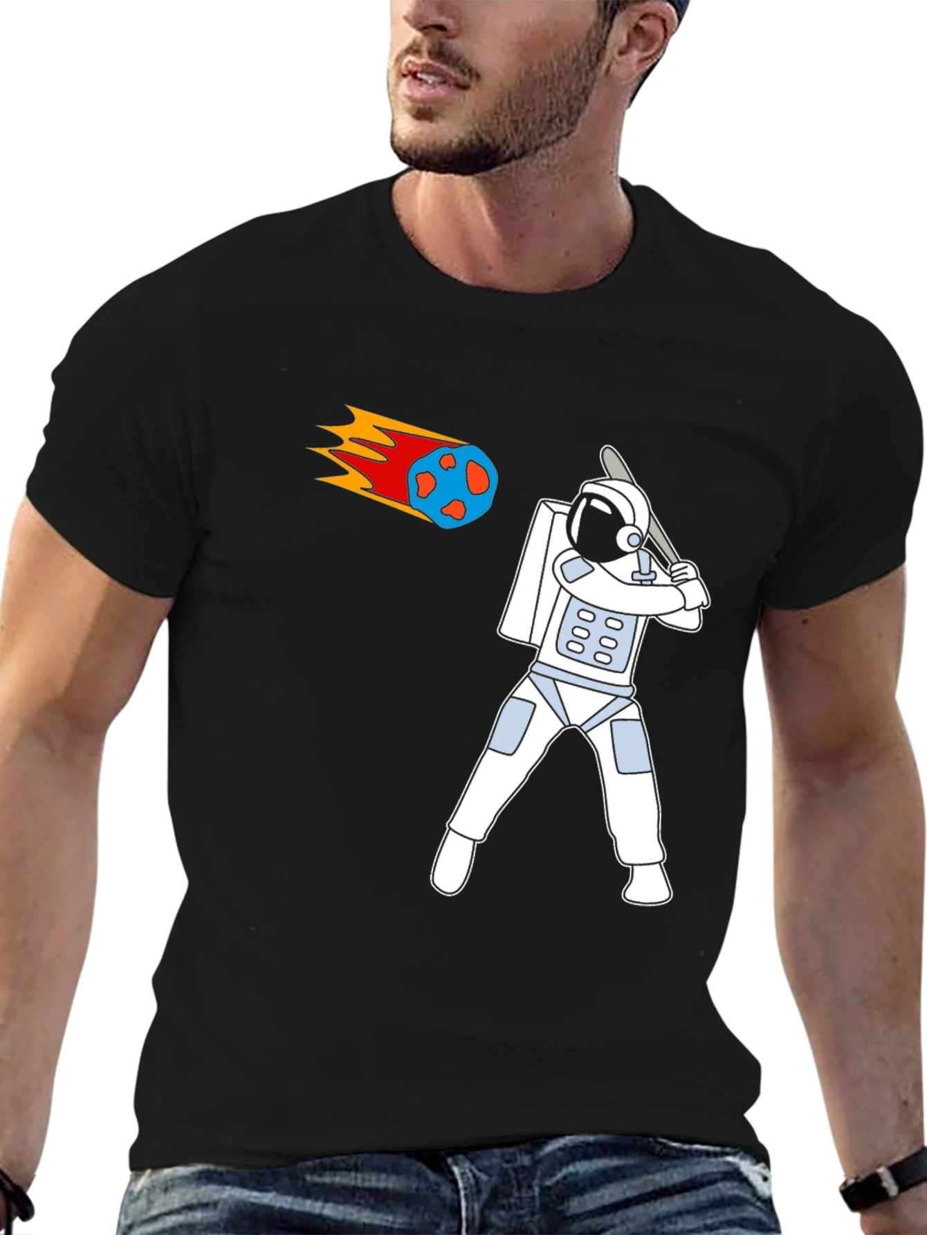 Black Astronaut Baseball T-Shirt - Swing for the Stars! view 6