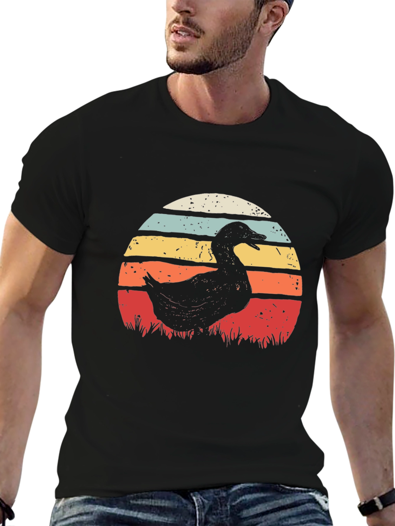 Black Retro Duck Sunset T-Shirt - Black view 6