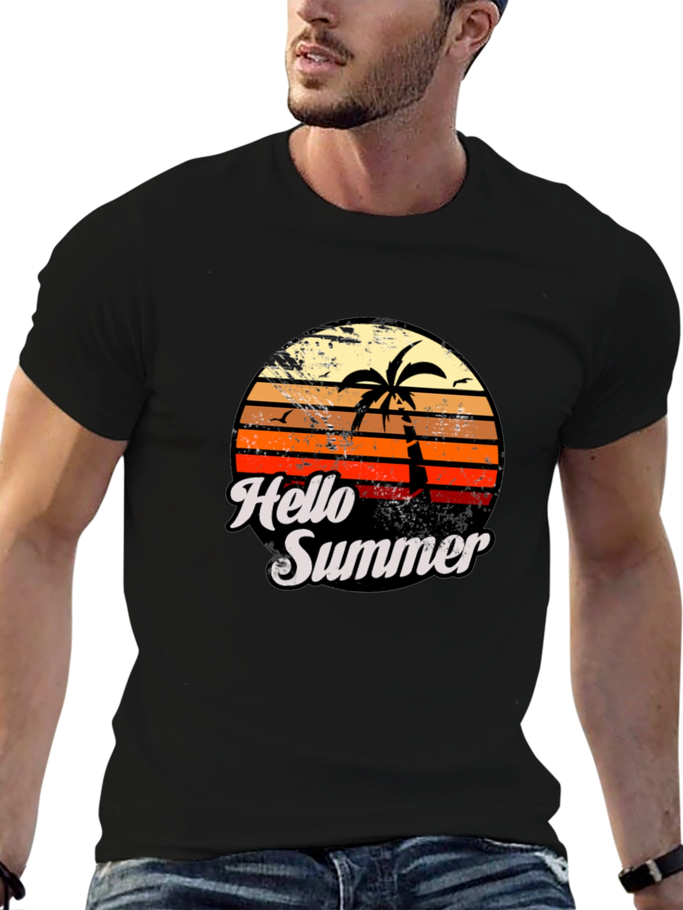 Black Hello Summer Graphic Tee view 6