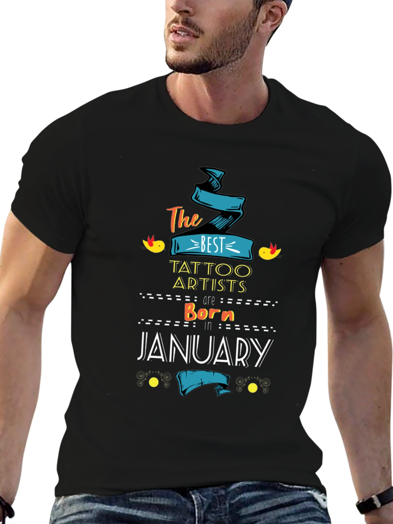 Black Best Tattoo Artists Born in January T-Shirt view 6