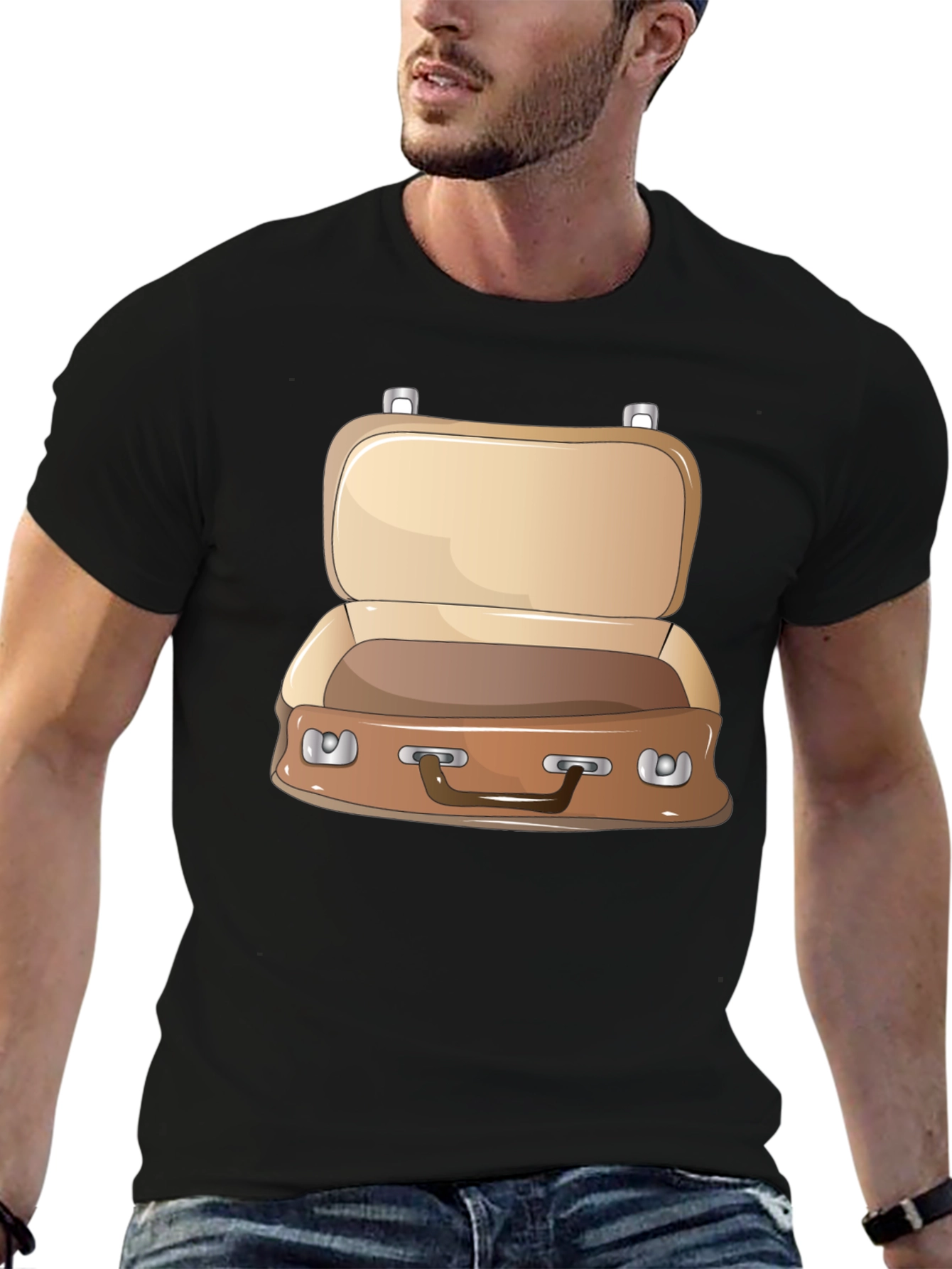 Black Open Suitcase Graphic T-Shirt view 6