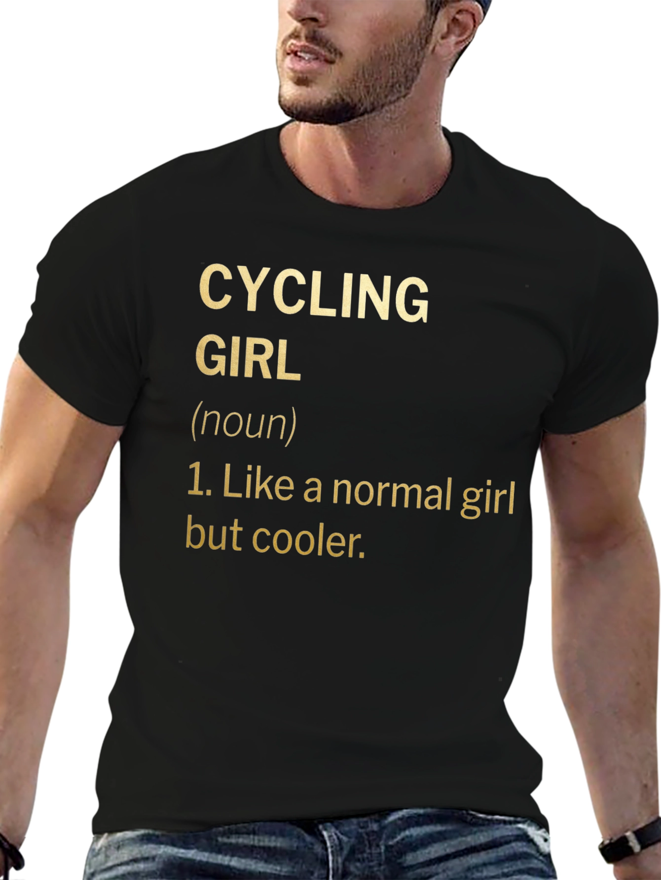 Black Cycling Girl Definition T-Shirt - Cool Biker Tee view 6