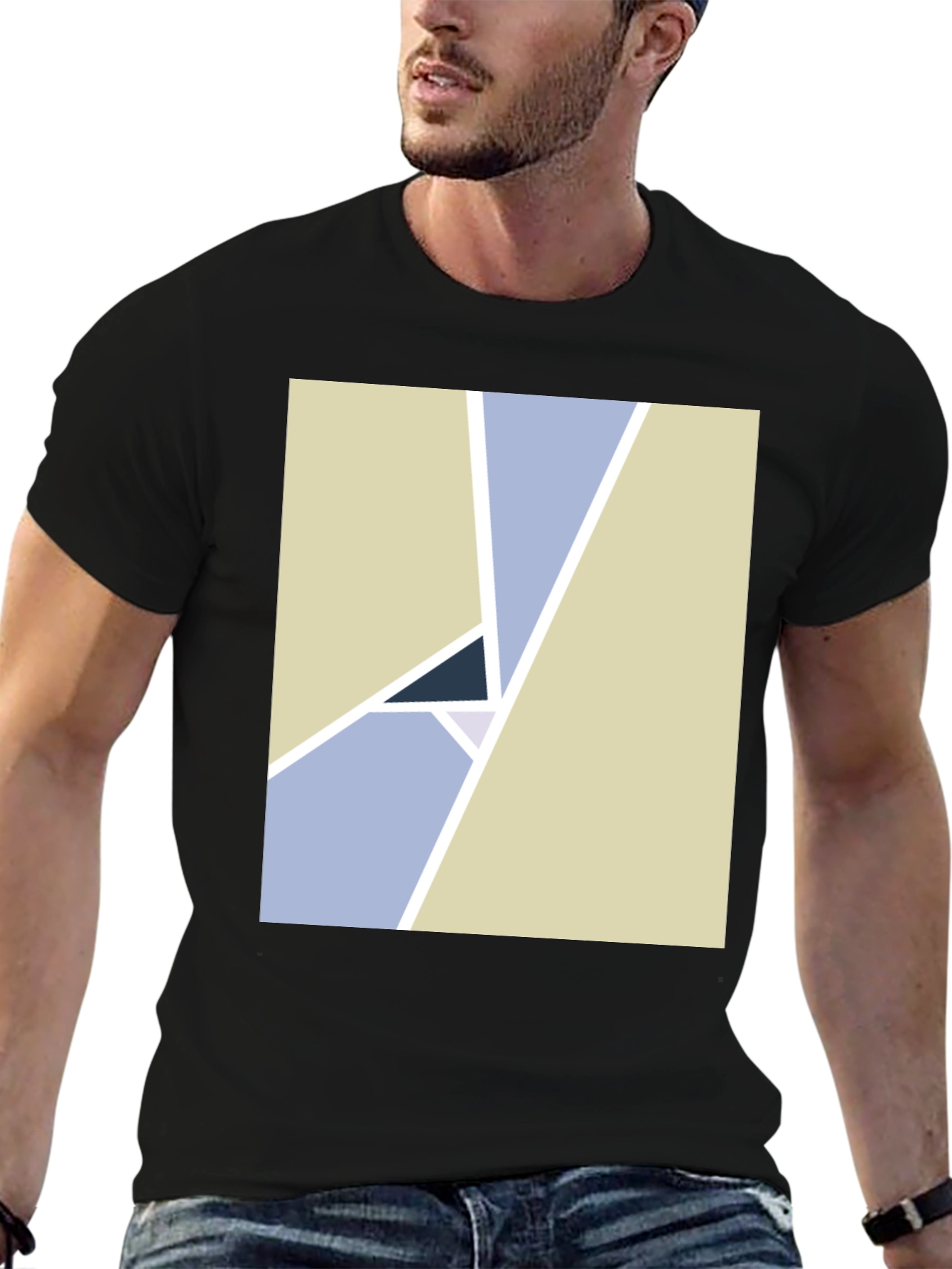 Black Geometric Minimalist Graphic Tee - Modern Art Style view 6