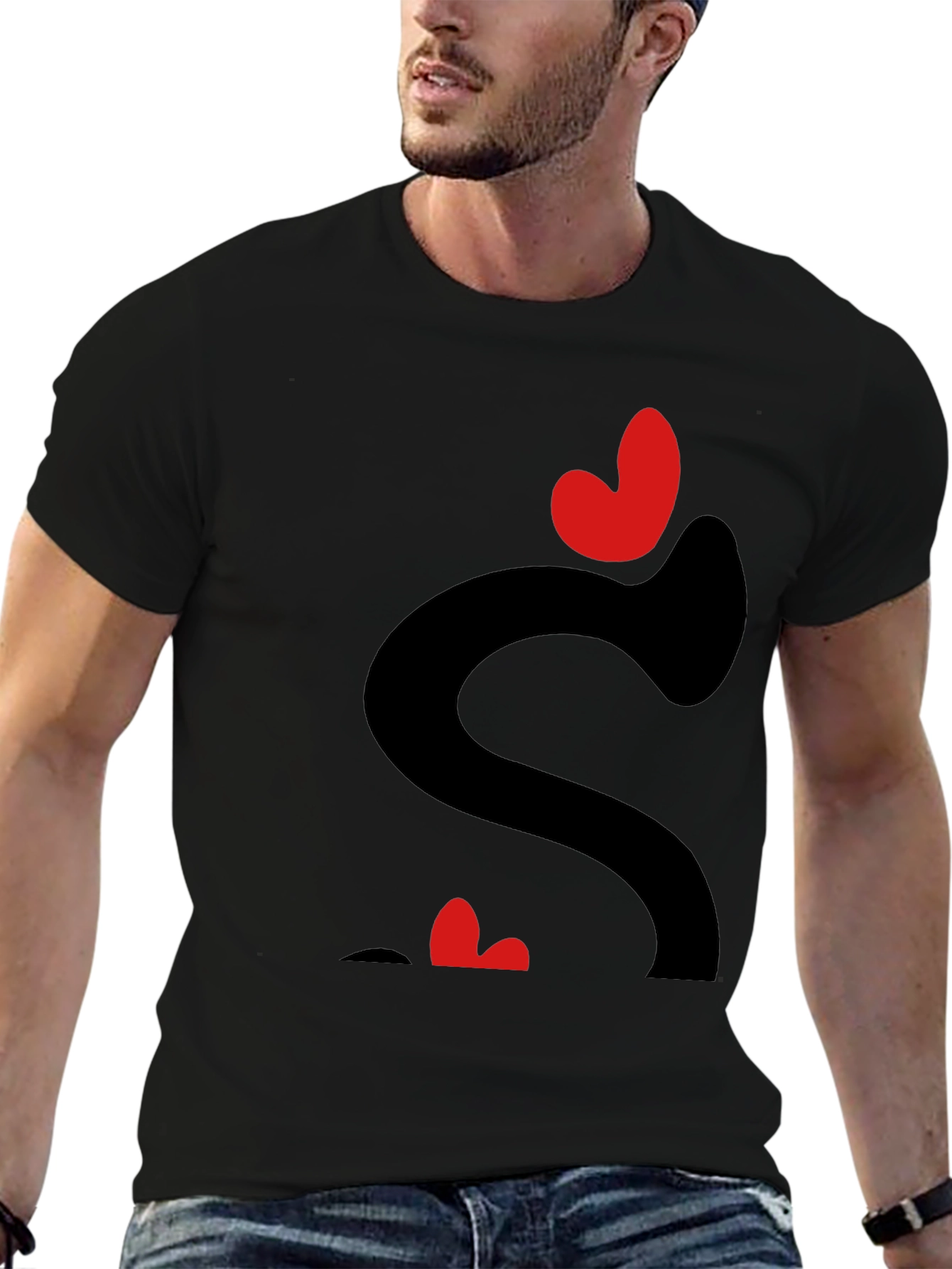 Black Heart Love Graphic Tee - Black Casual T-Shirt view 6