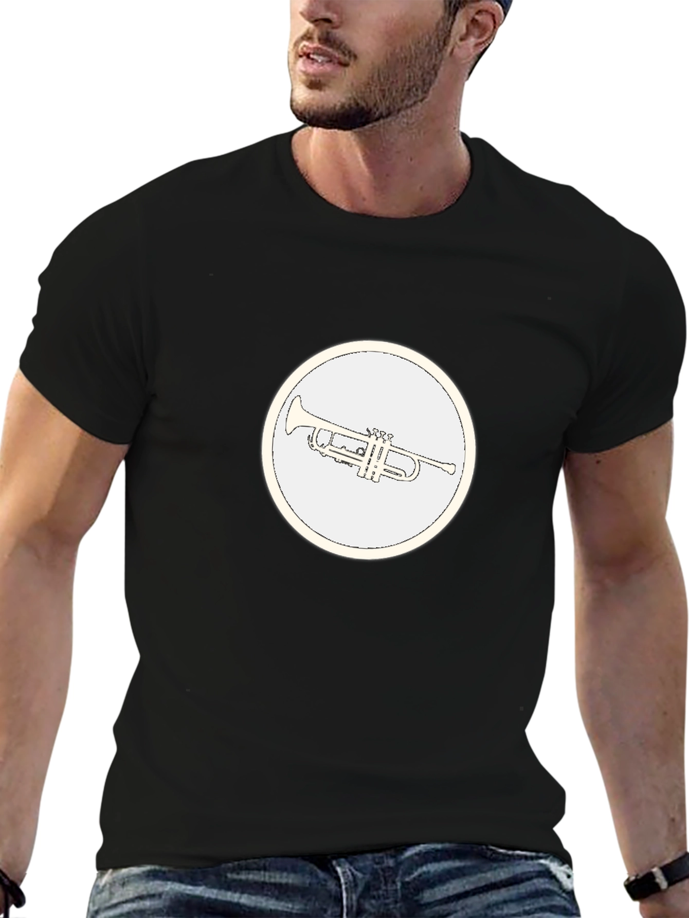Black Trumpet Graphic Tee - Cool Musical Shirt view 6