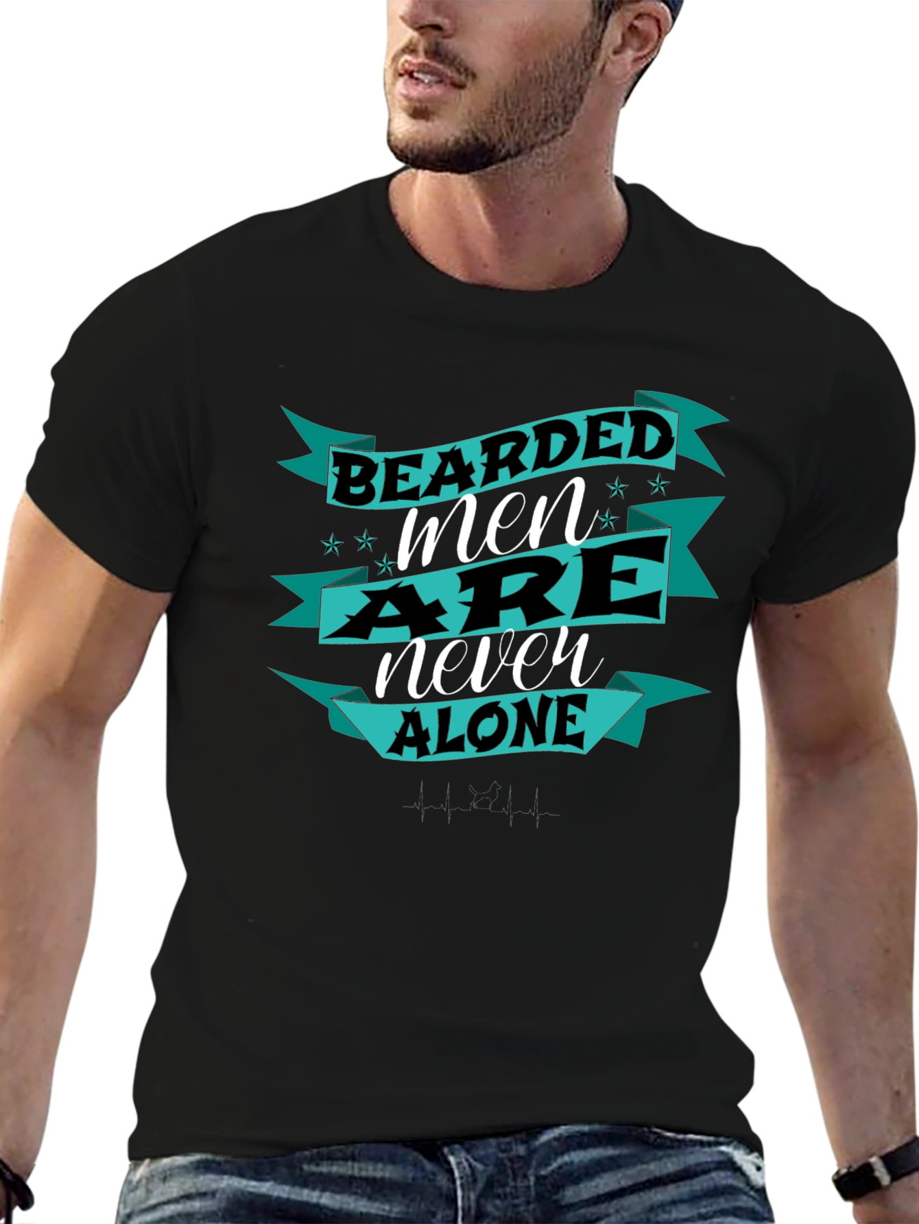 Black Bearded Men Are Never Alone T-Shirt view 6