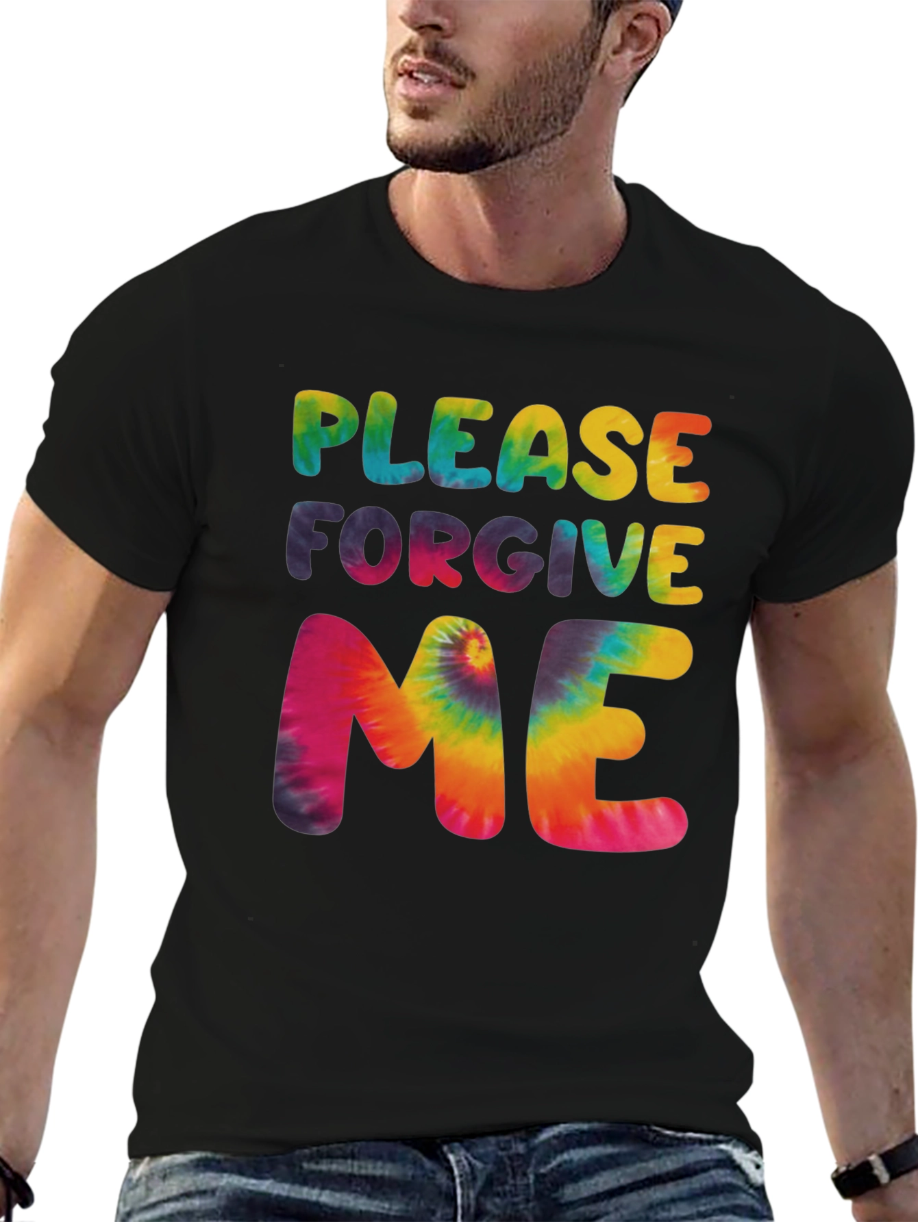 Black Please Forgive Me Tie Dye Graphic T-Shirt view 6