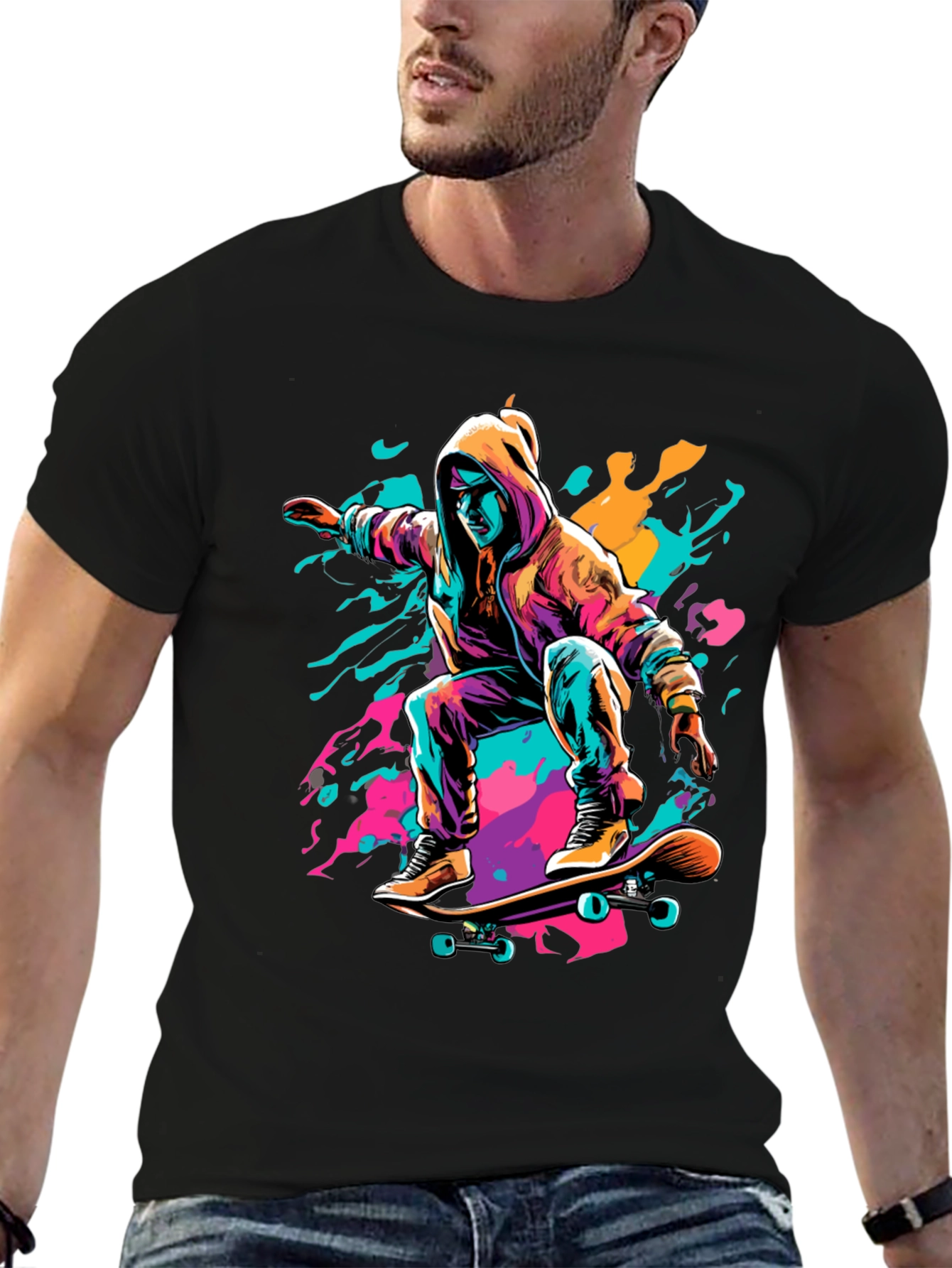 Black Skater Graphic Tee - Cool Urban Style view 6