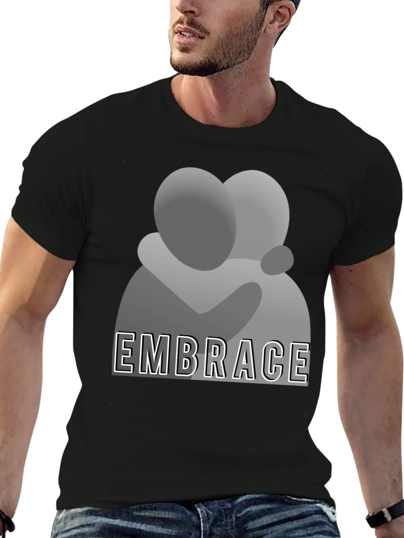 Embrace Graphic Tee - Stylish Comfort, Black T-Shirt - 6