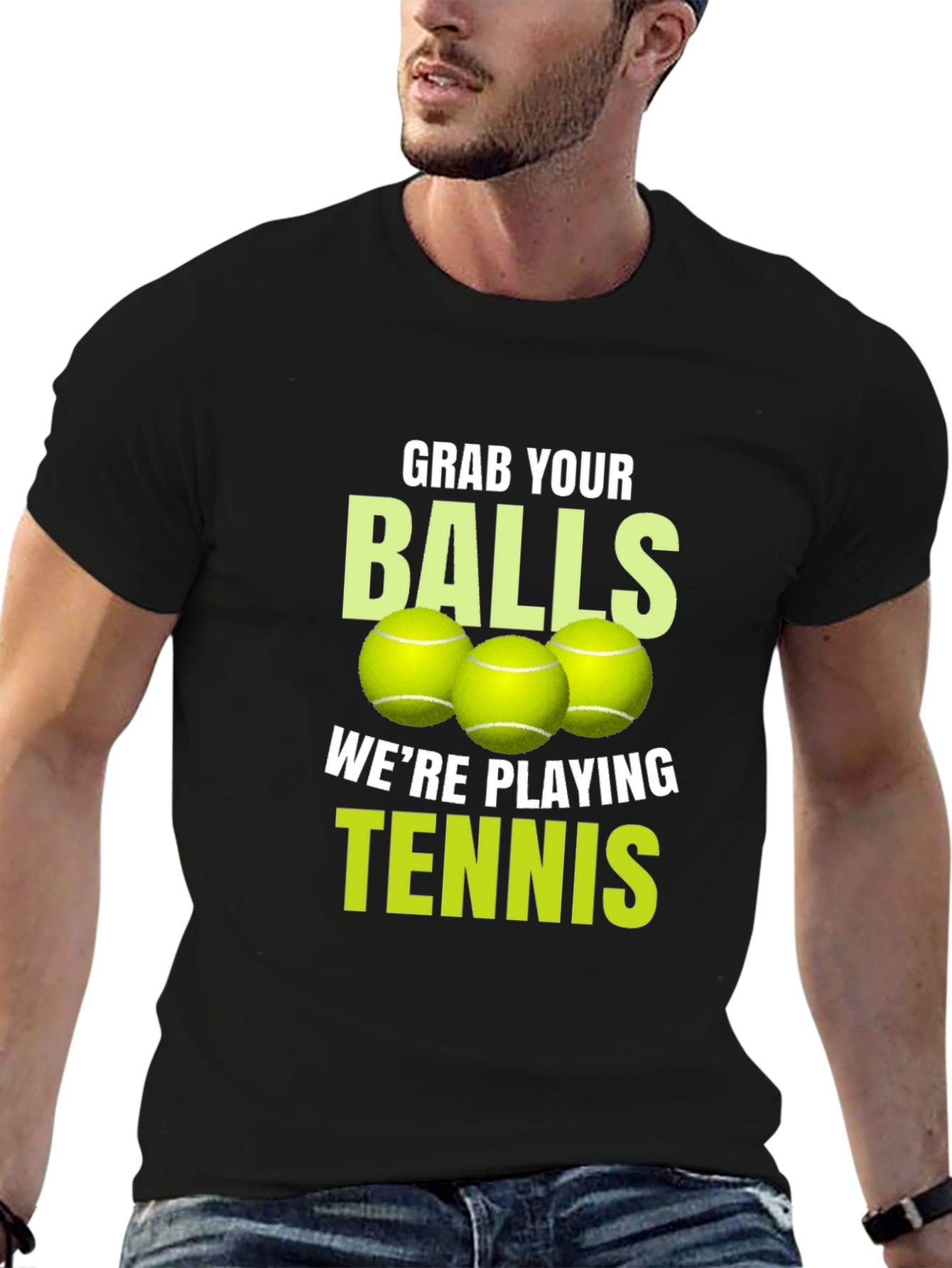 Black Grab Your Balls Tennis T-Shirt view 6