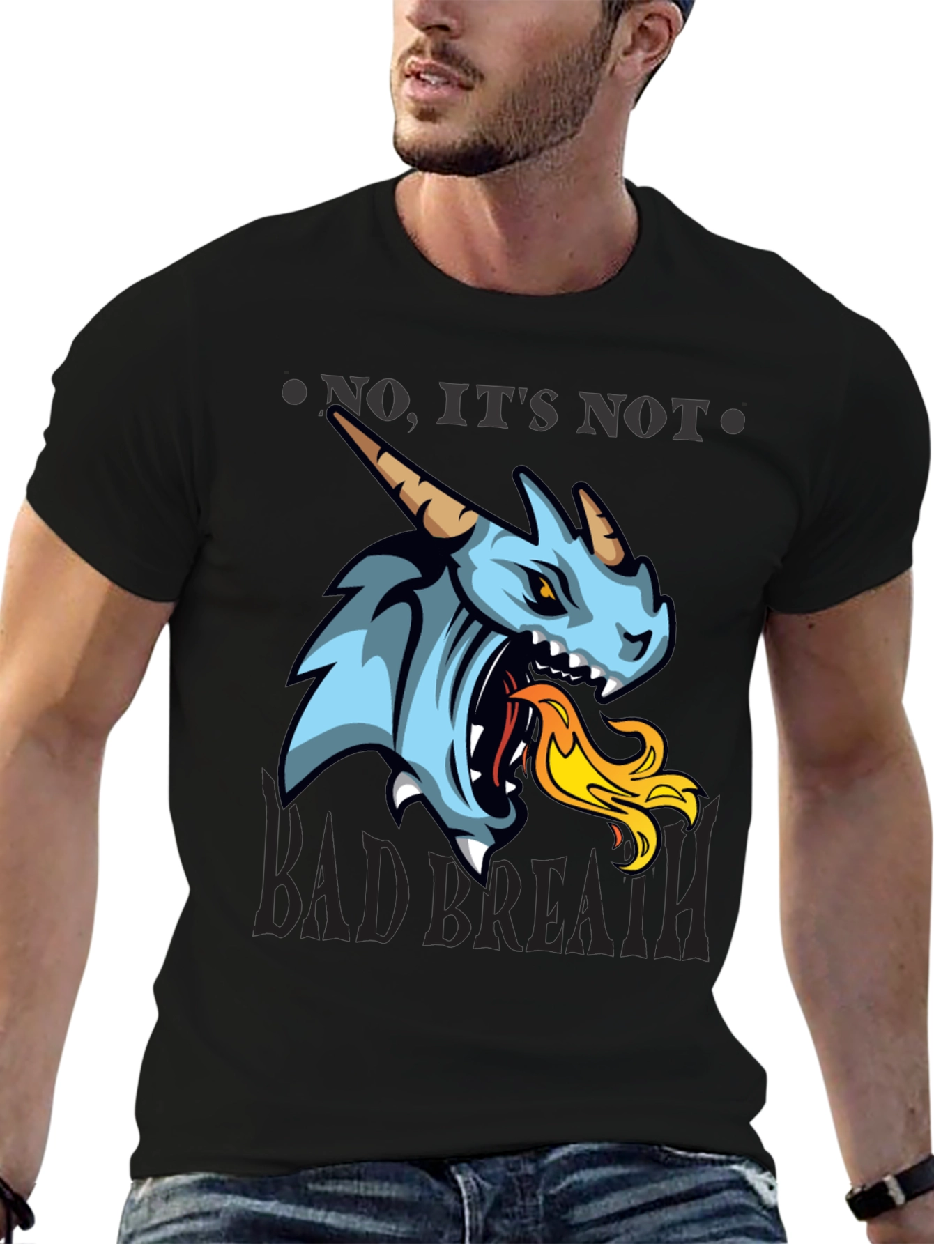 Black Dragon Fire Breath Graphic Tee - Bold & Unique! view 6