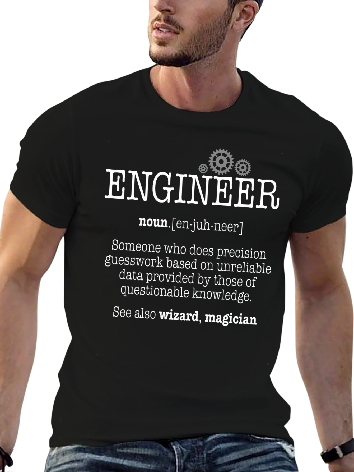 Black Engineer Definition T-Shirt - Funny Gift view 6