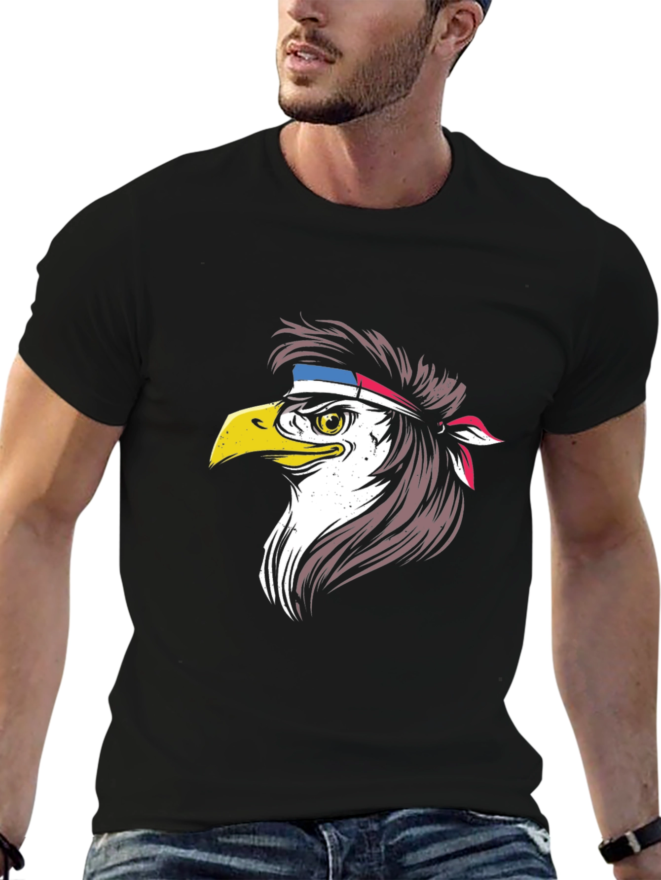 Black Eagle Head Graphic Tee - Patriotic Style view 6