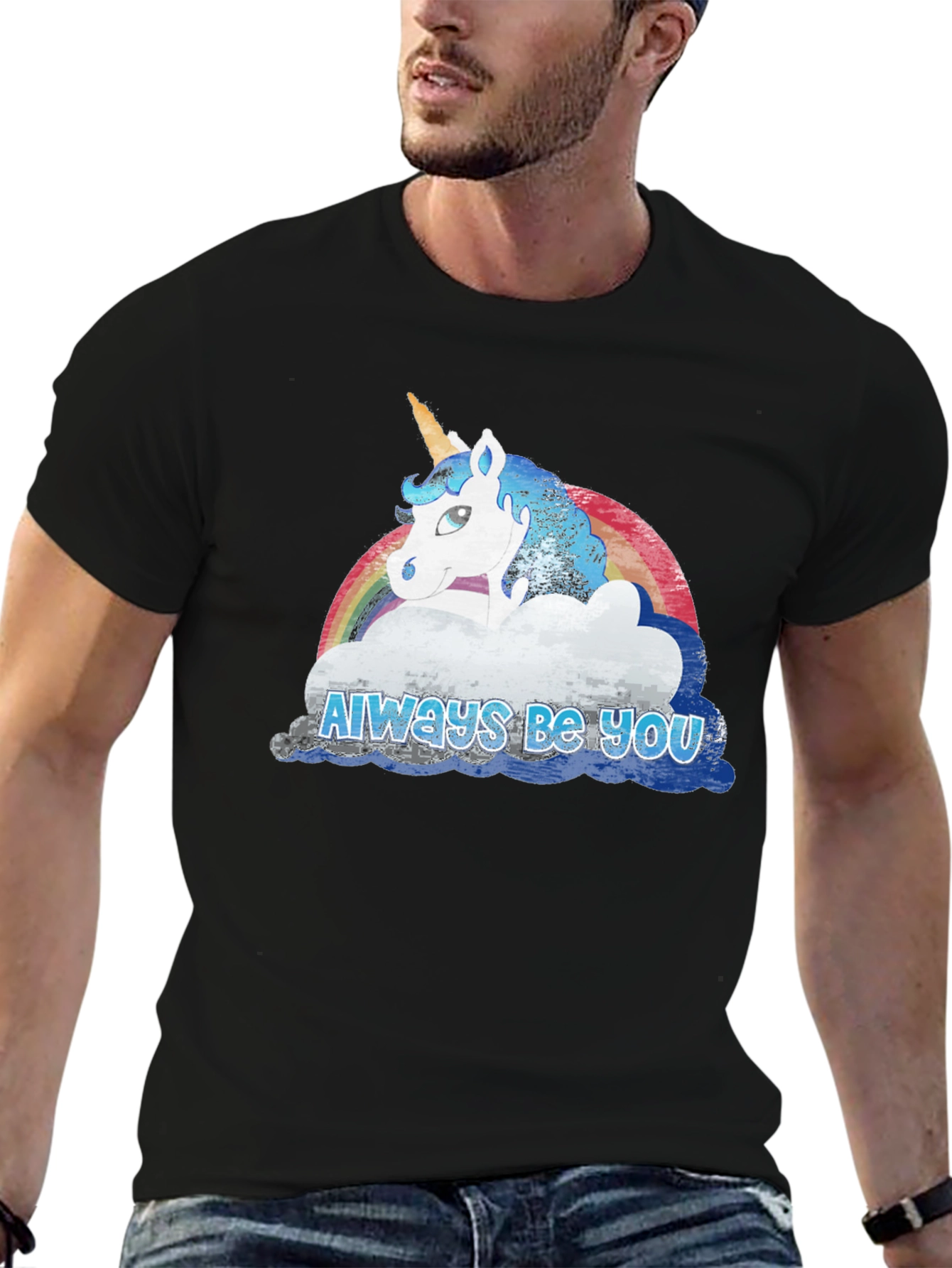 Black Always Be You Unicorn Rainbow T-Shirt view 6
