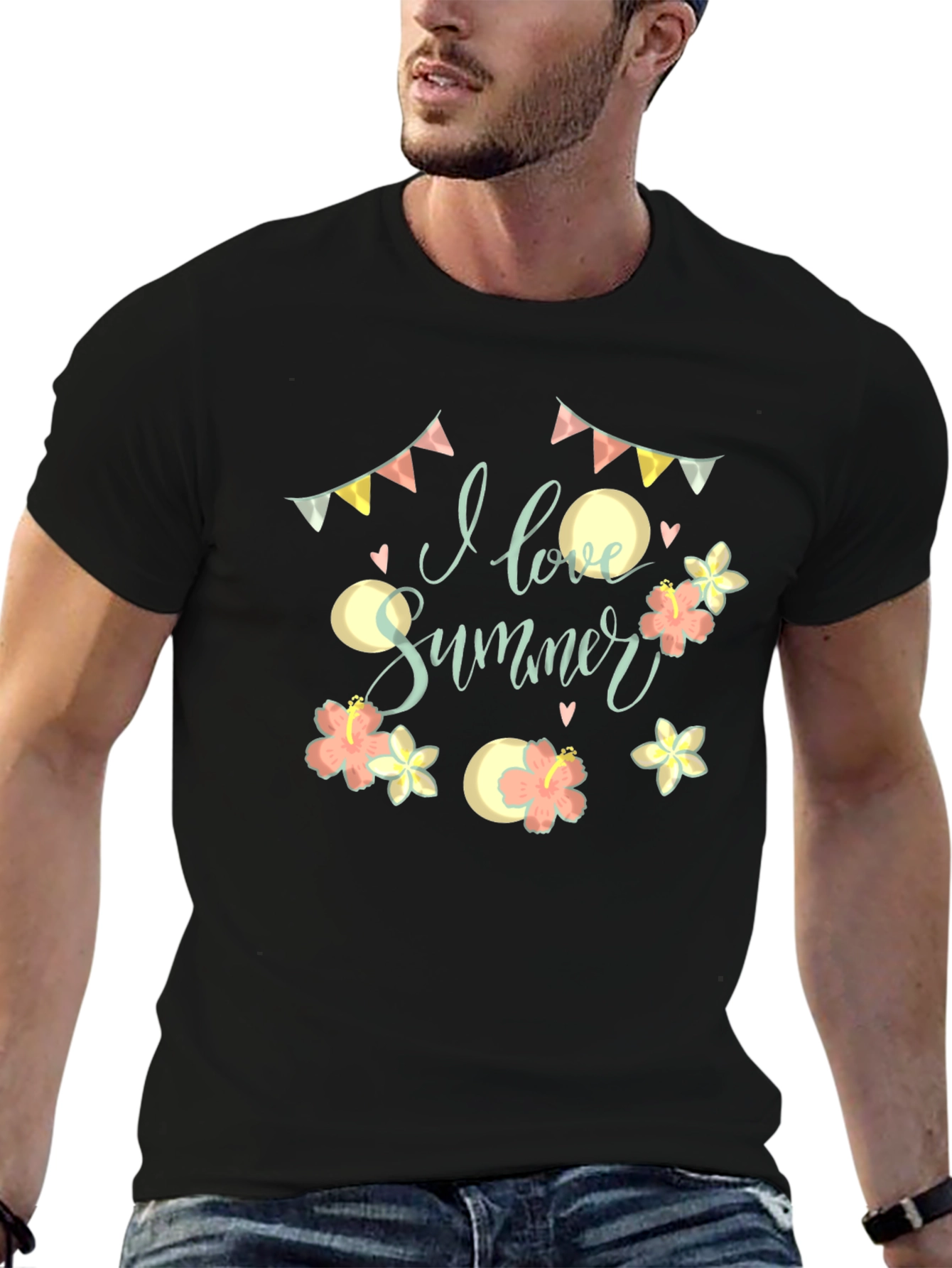 Black I Love Summer Graphic Tee view 6
