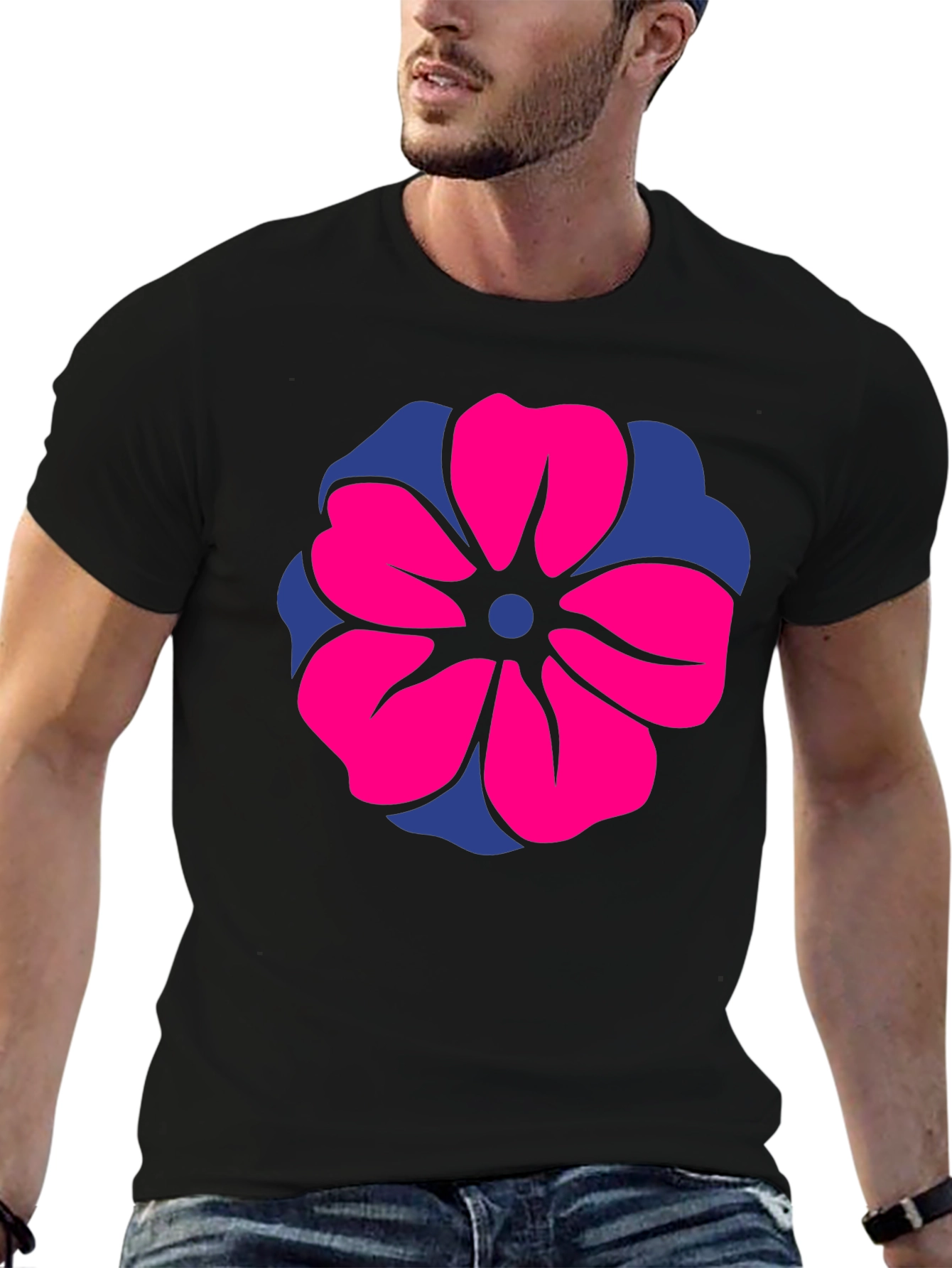 Black Floral Print Crew Neck T-Shirt - Bold Statement Tee view 6