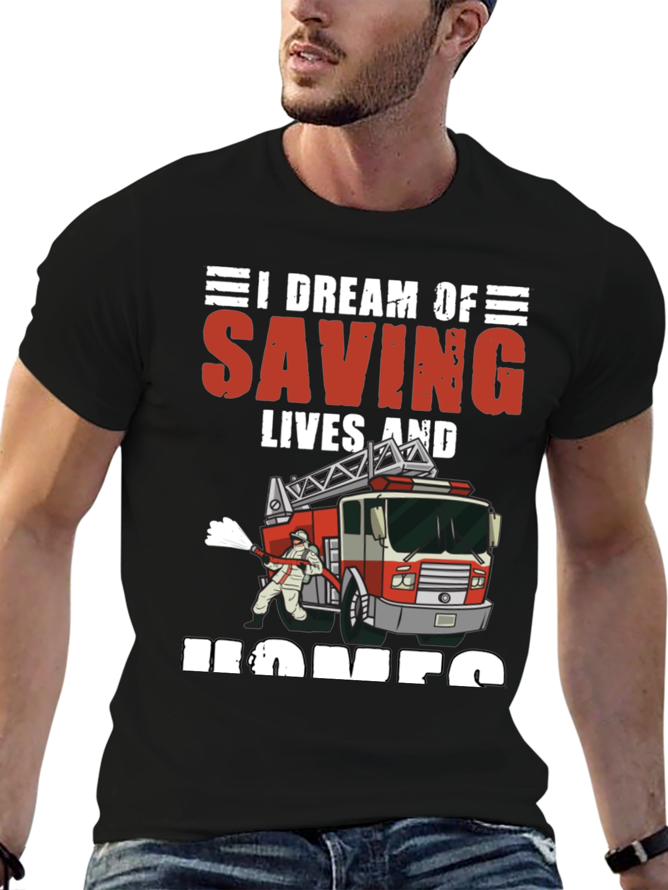 Black Firefighter Dream T-Shirt view 6