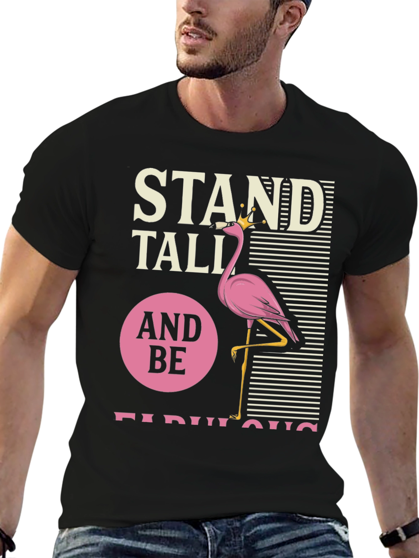 Black Stand Tall Flamingo T-Shirt view 6