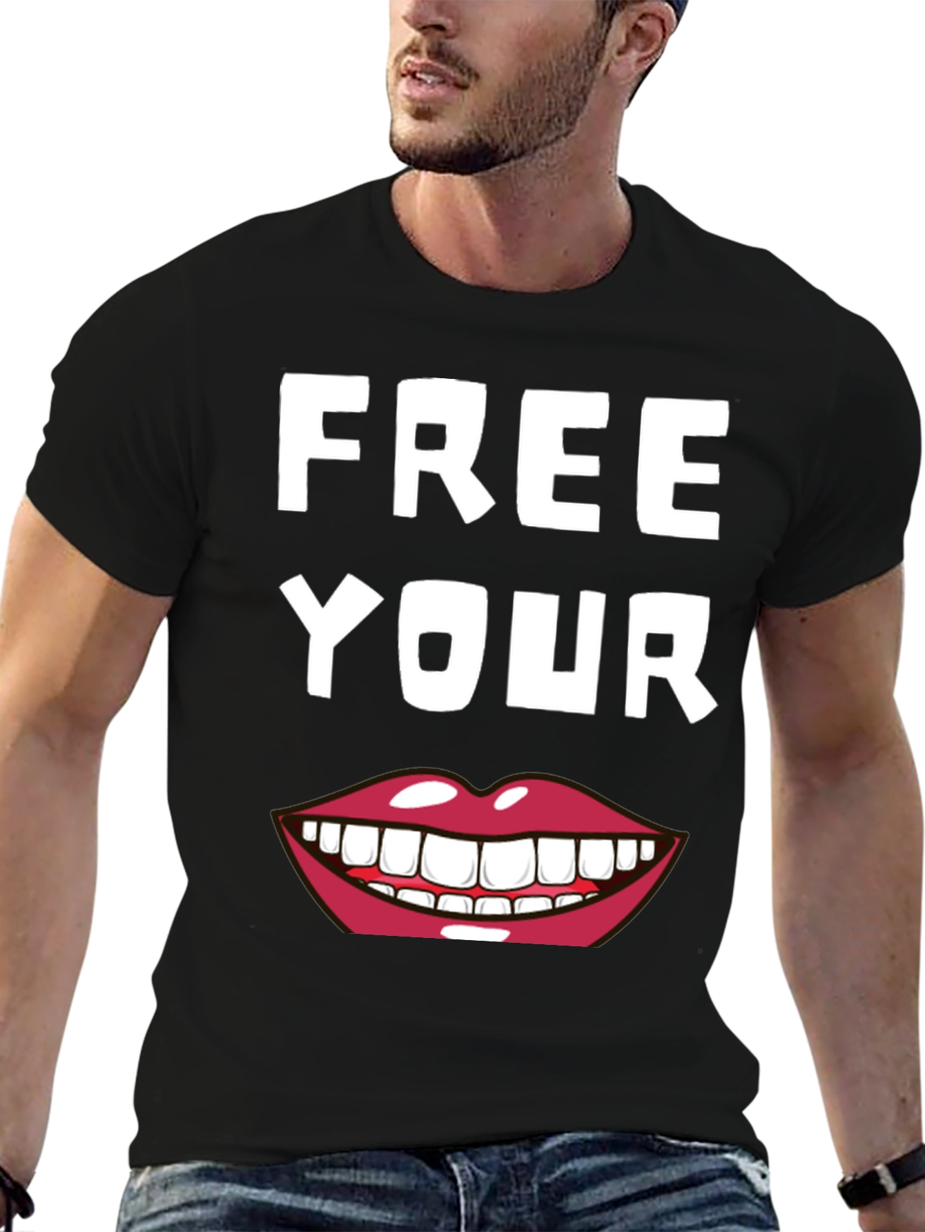 Black Free Your Smile Graphic Tee view 6