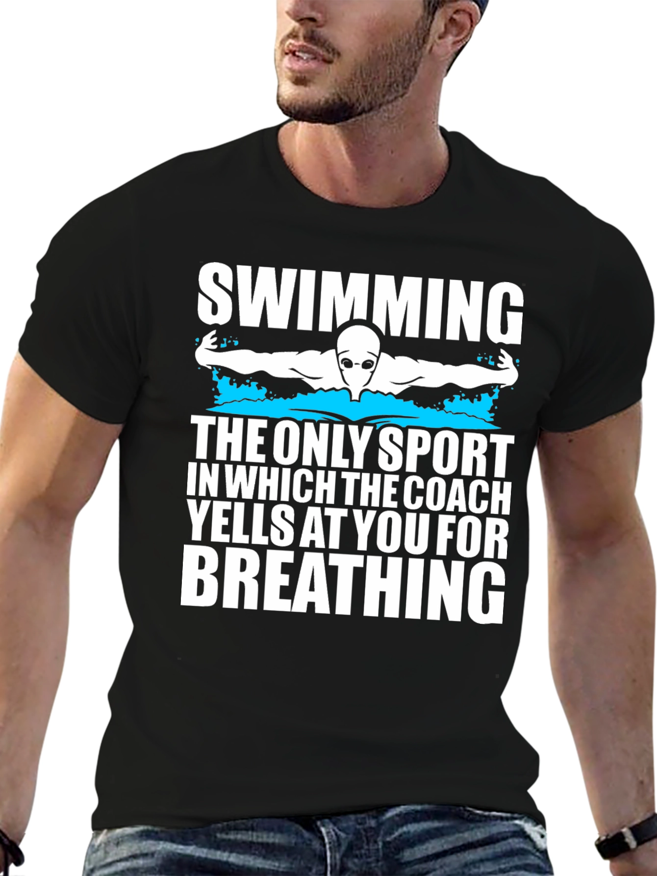 Black Swimming Coach Yells T-Shirt view 6