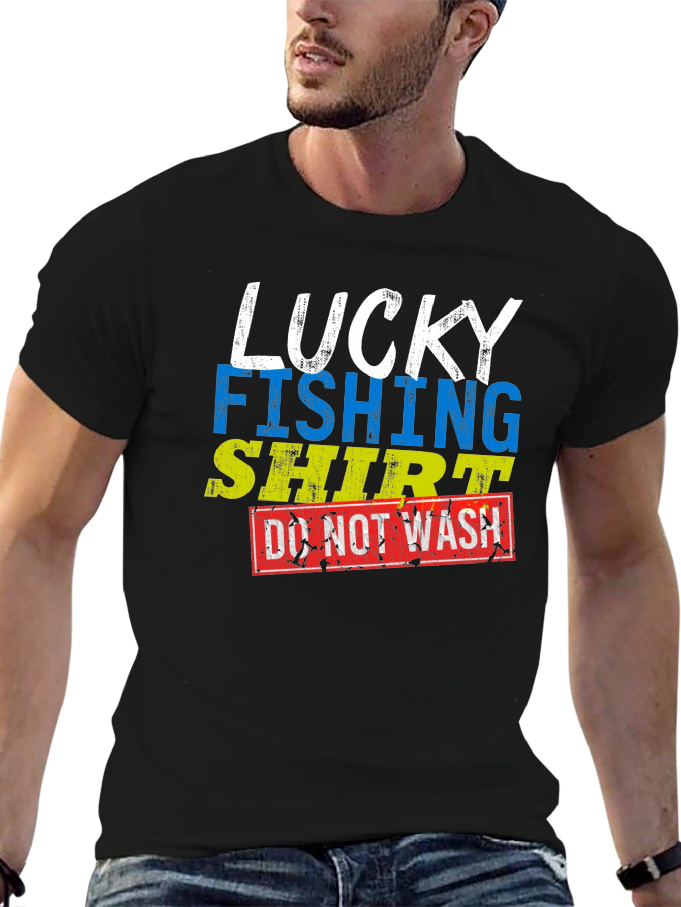 Black Lucky Fishing Shirt - Novelty Graphic Tee view 6