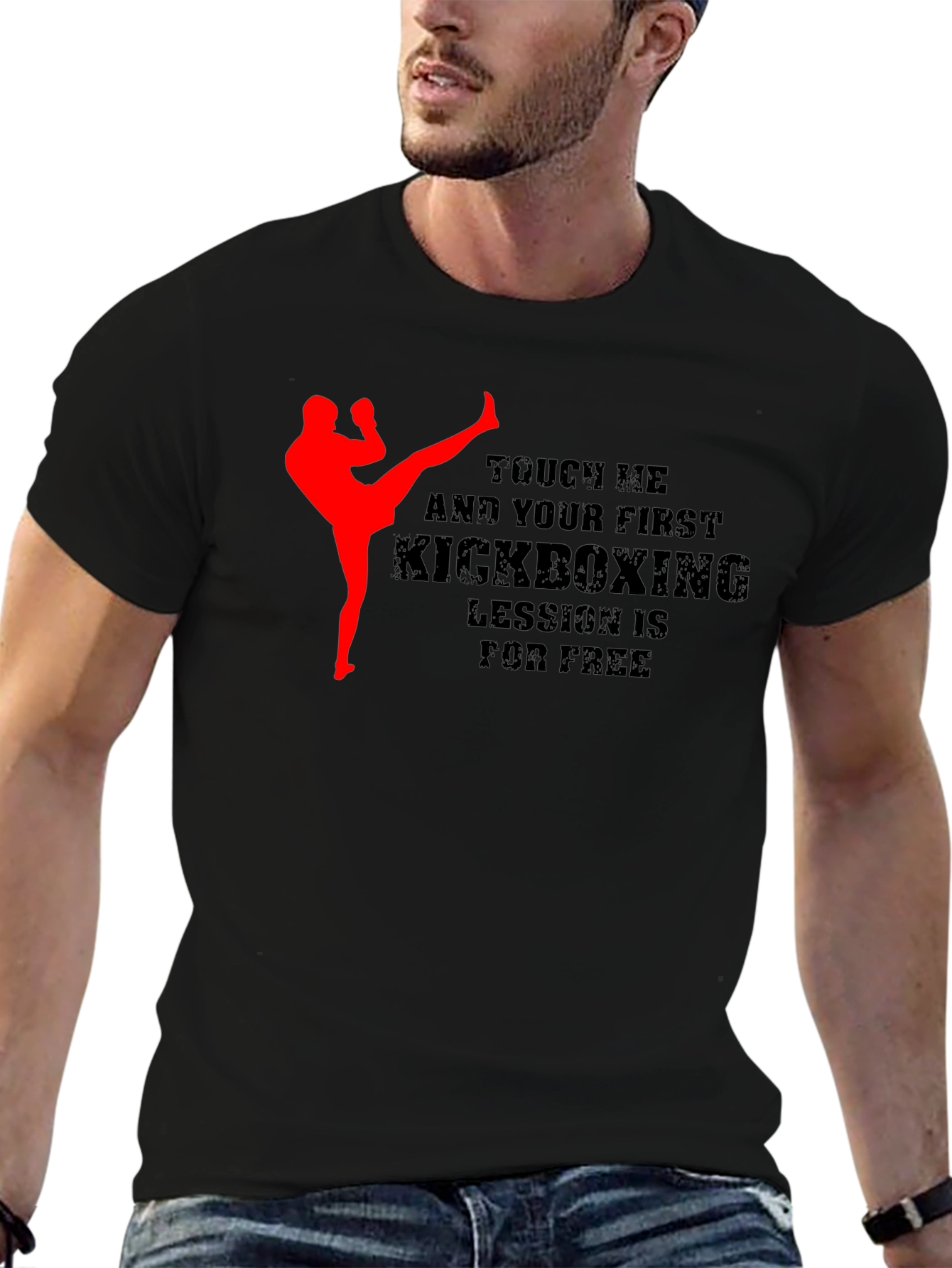 Black Kickboxing Lesson Graphic T-Shirt view 6