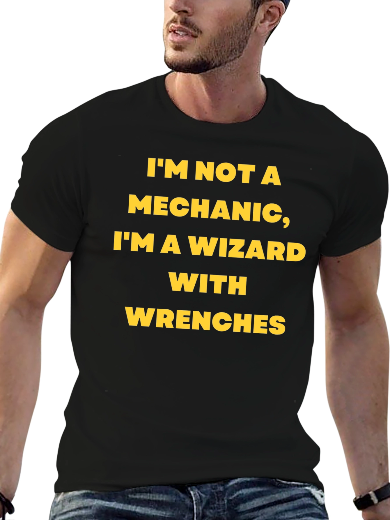 Black Wizard with Wrenches Graphic T-Shirt view 6