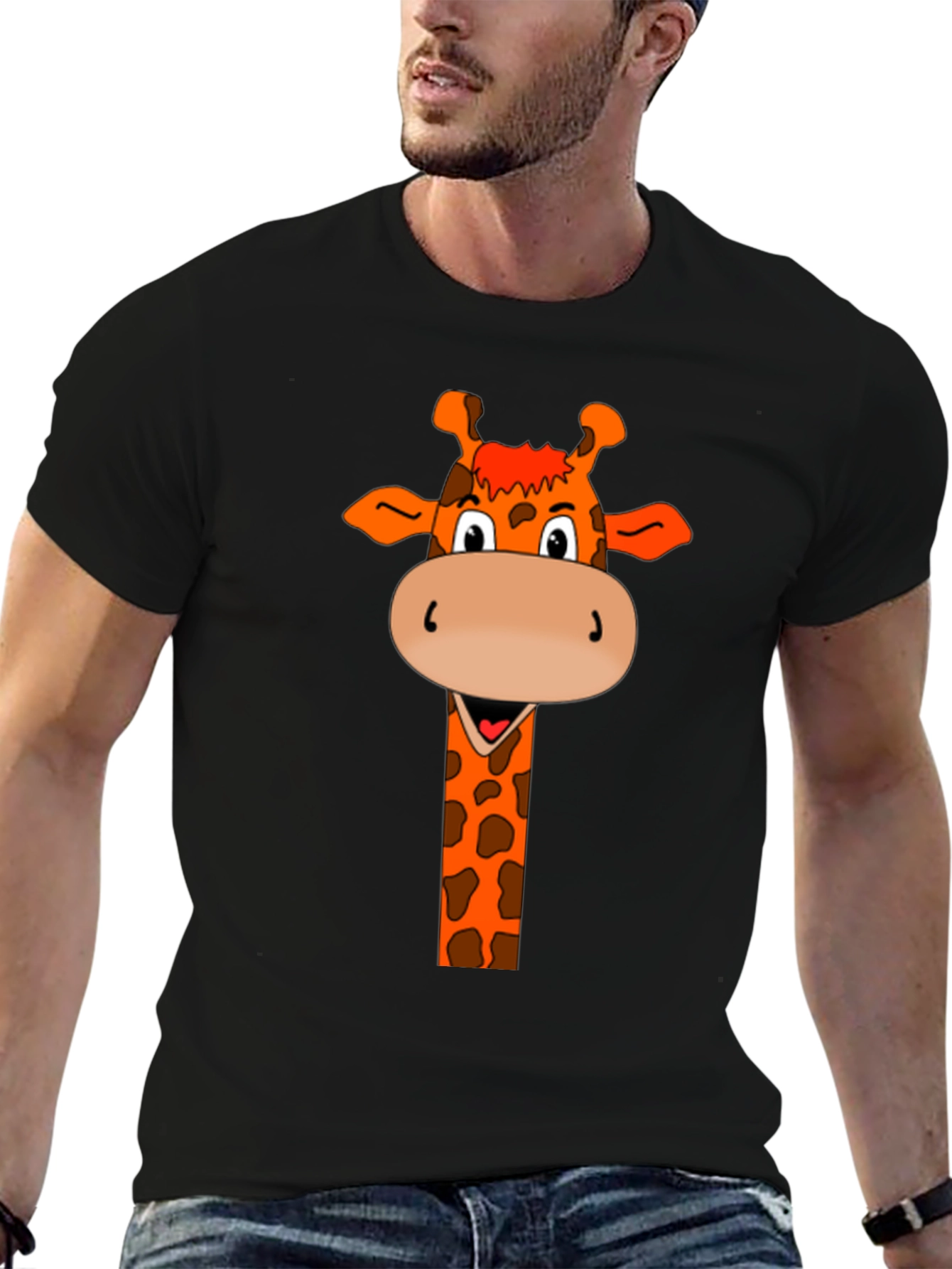 Black Giraffe Graphic Tee - Men's Black T-Shirt view 6
