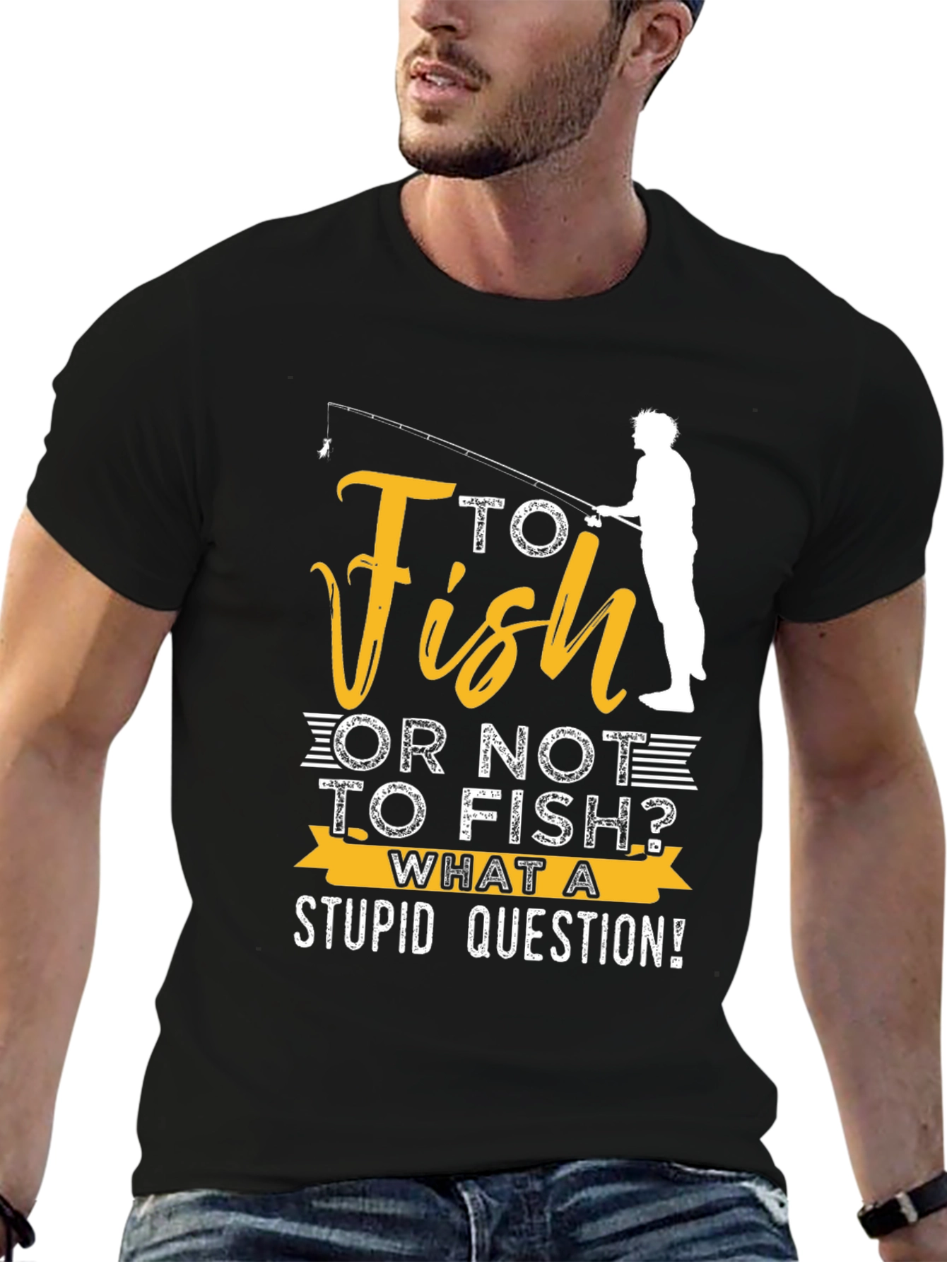 Black Funny Fishing T-Shirt: "To Fish or Not to Fish?" view 6