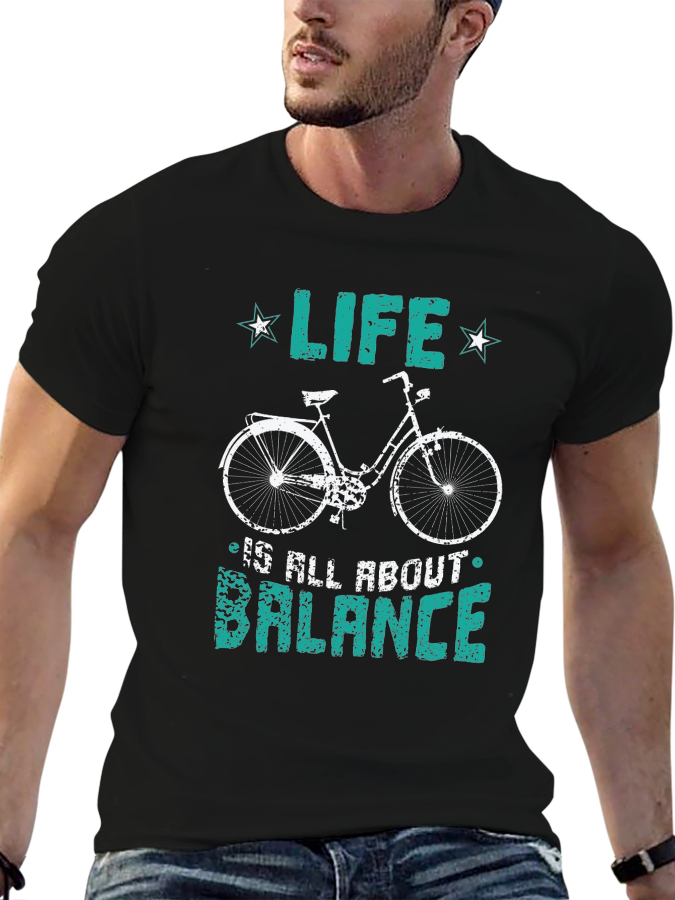 Black Life Balance Bicycle Graphic T-Shirt view 6
