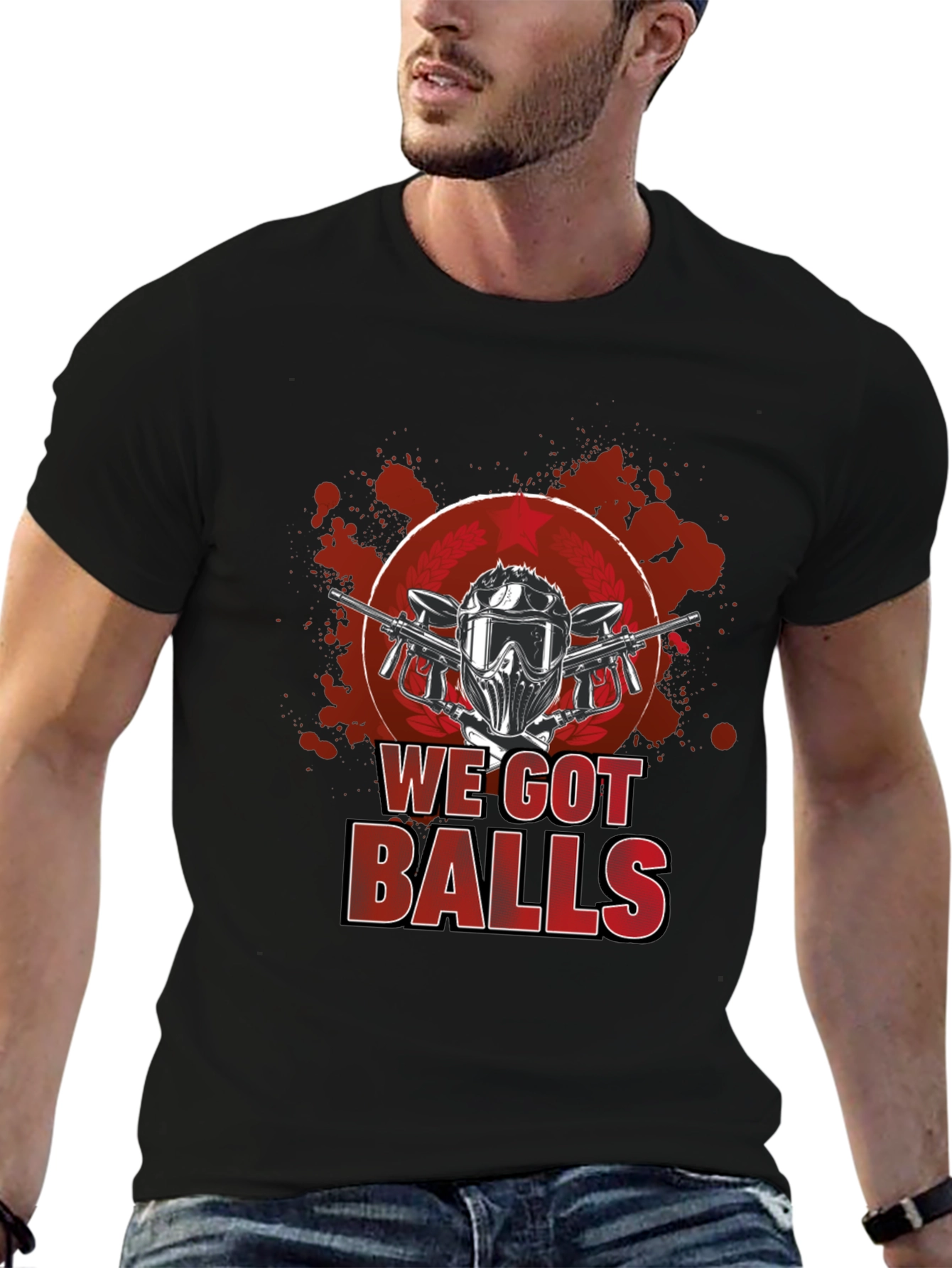 Black Paintball We Got Balls Graphic T-Shirt view 6