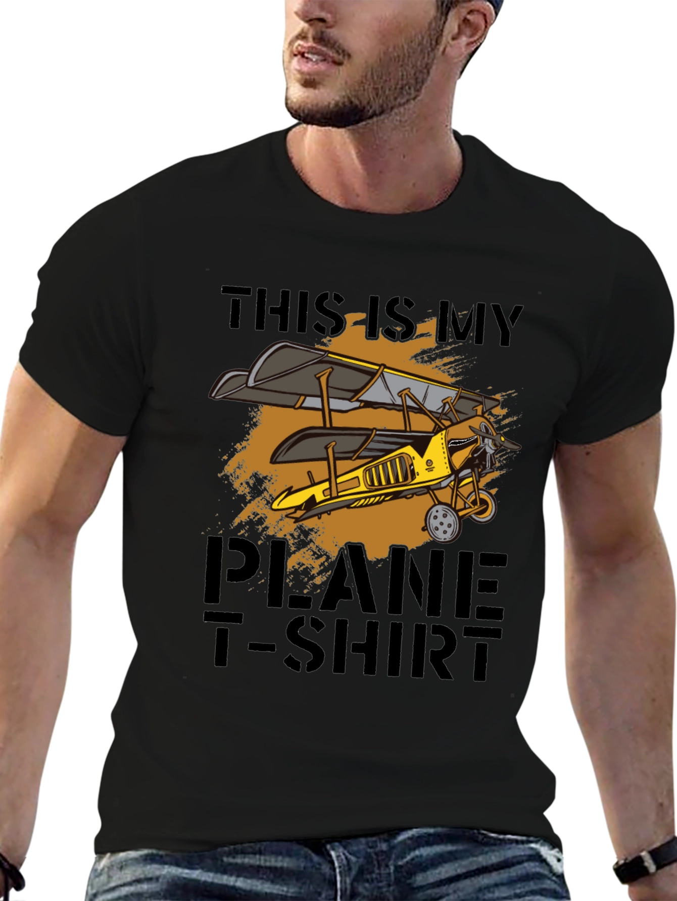 Black Vintage Biplane T-Shirt - Airplane Lover Gift view 6