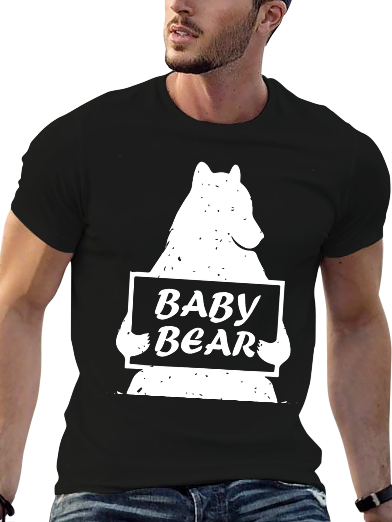 Black Baby Bear Graphic Tee - Black Crew Neck T-Shirt view 6