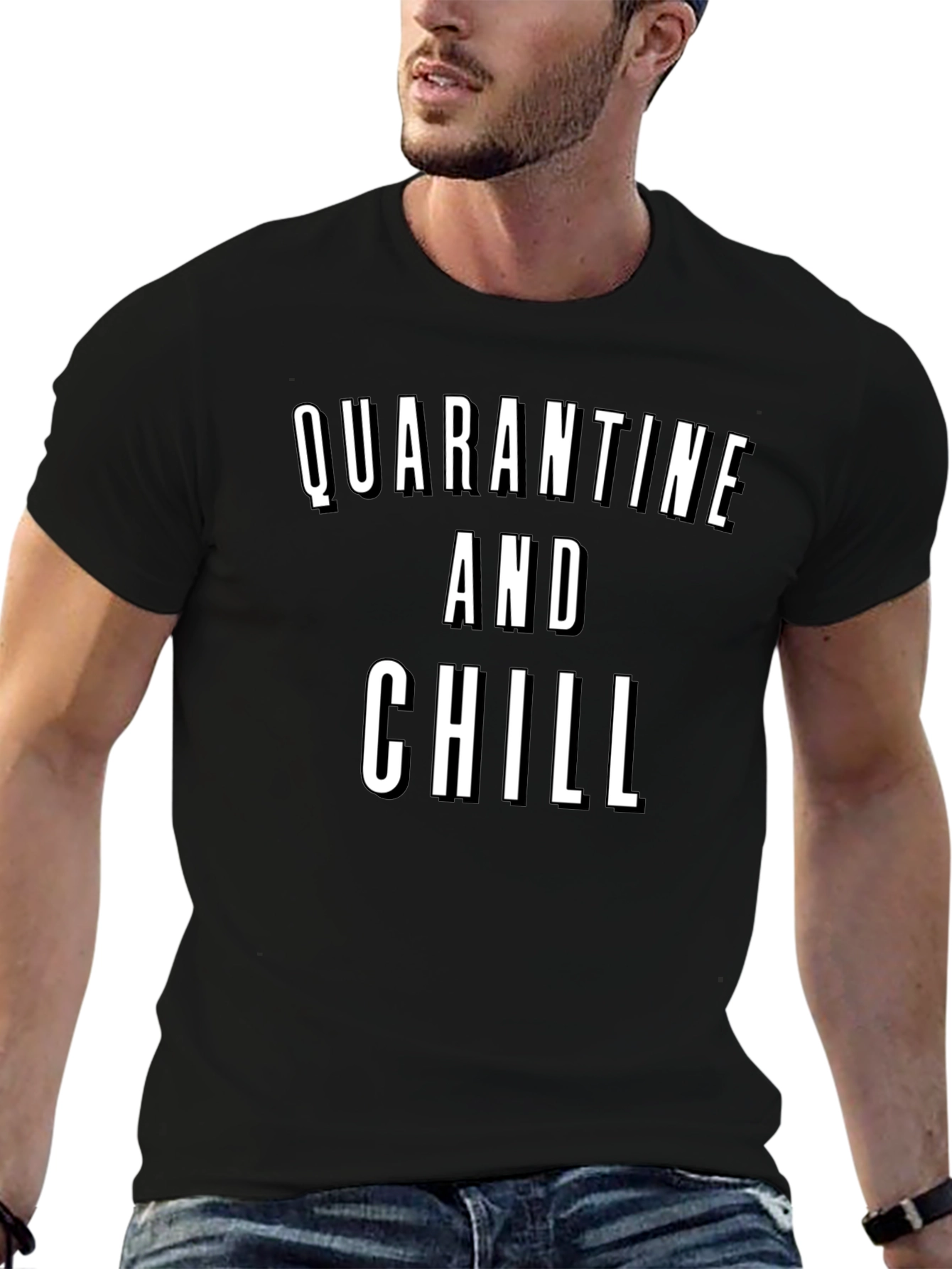 Black Quarantine and Chill Graphic T-Shirt view 6