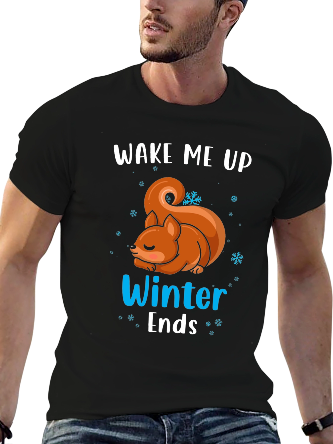 Black Wake Me Up When Winter Ends T-Shirt view 6