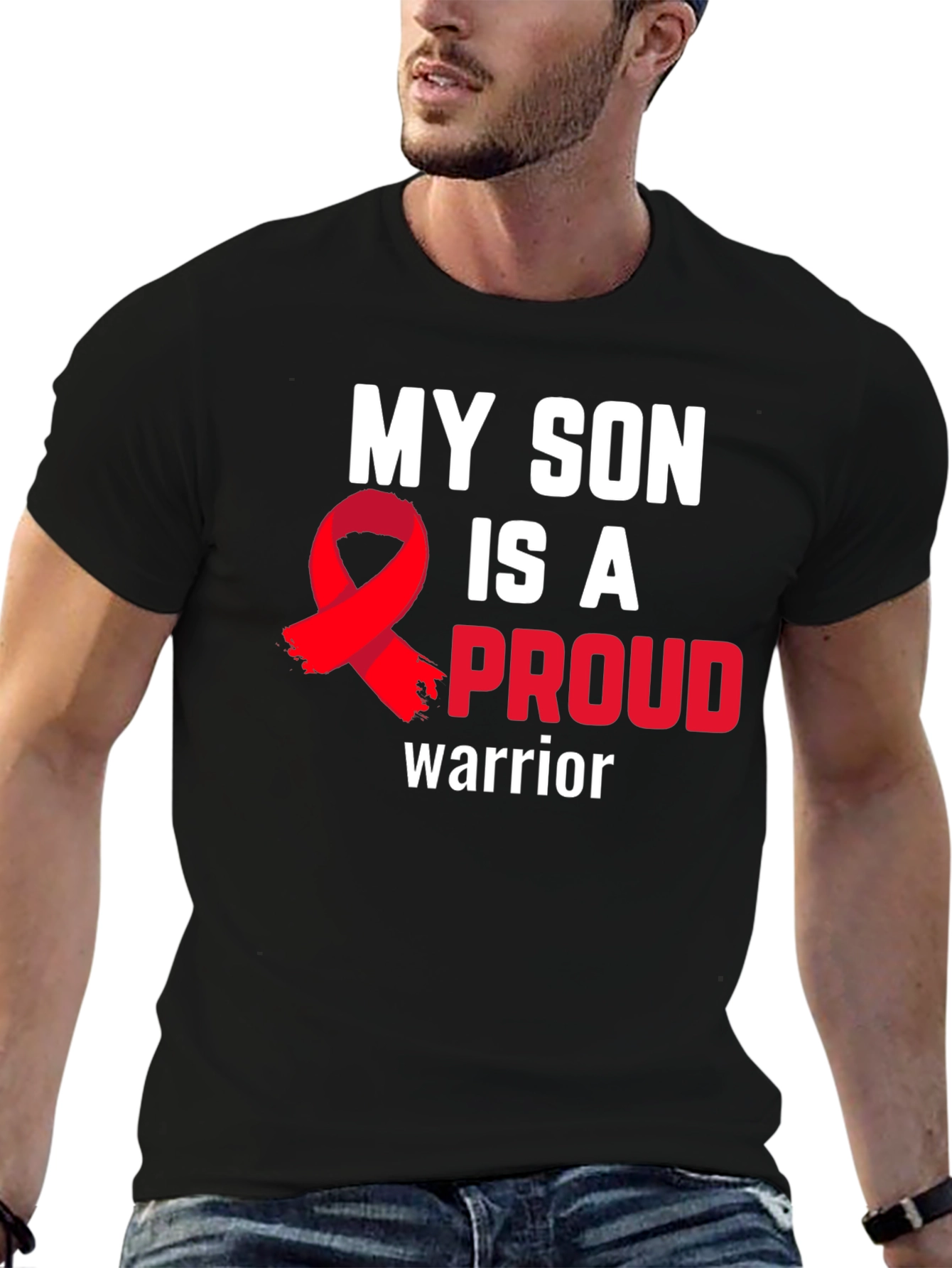 Black My Son Is A Proud Warrior T-Shirt - Support view 6