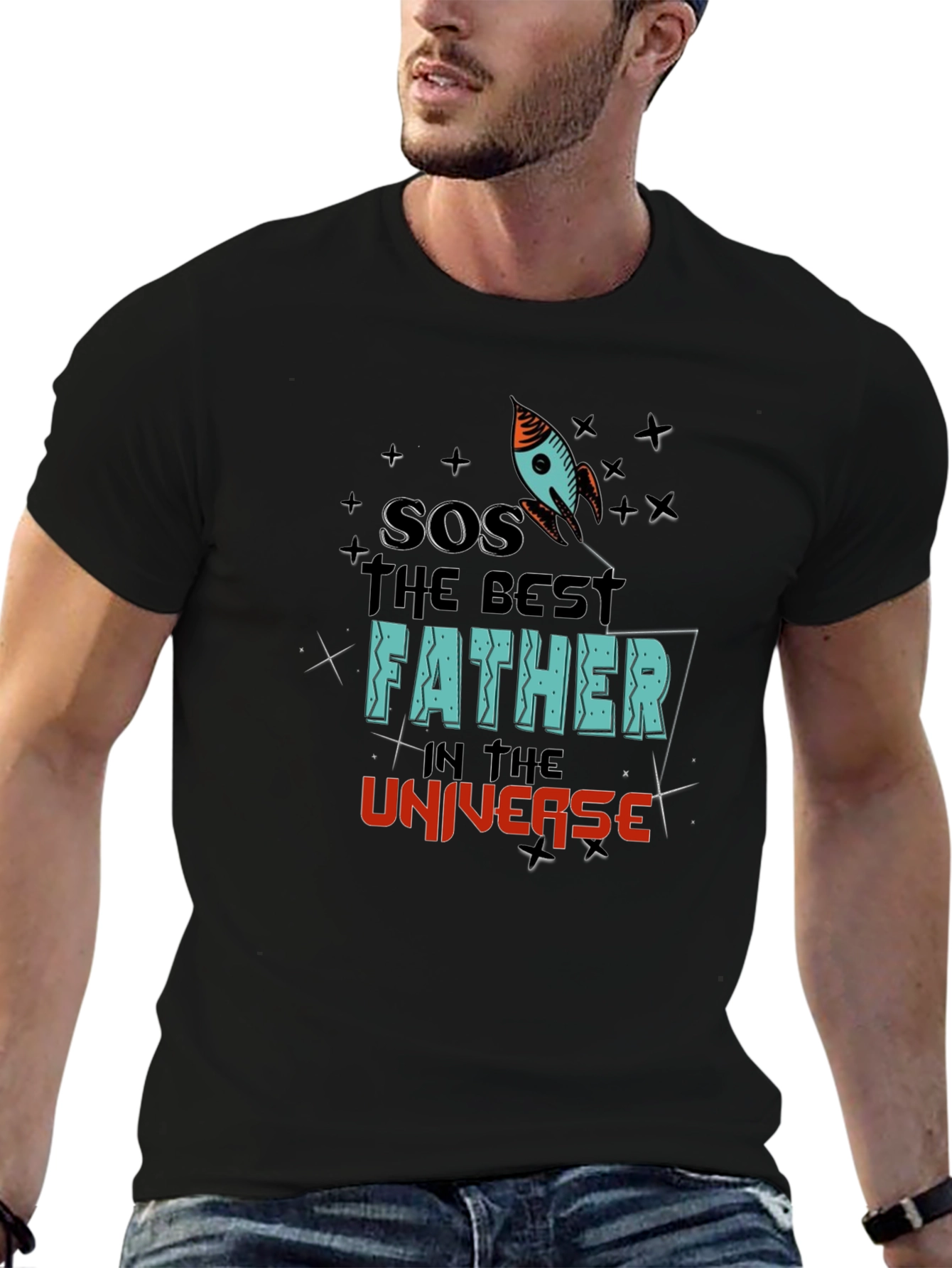 Black Best Father in the Universe Graphic Tee view 6