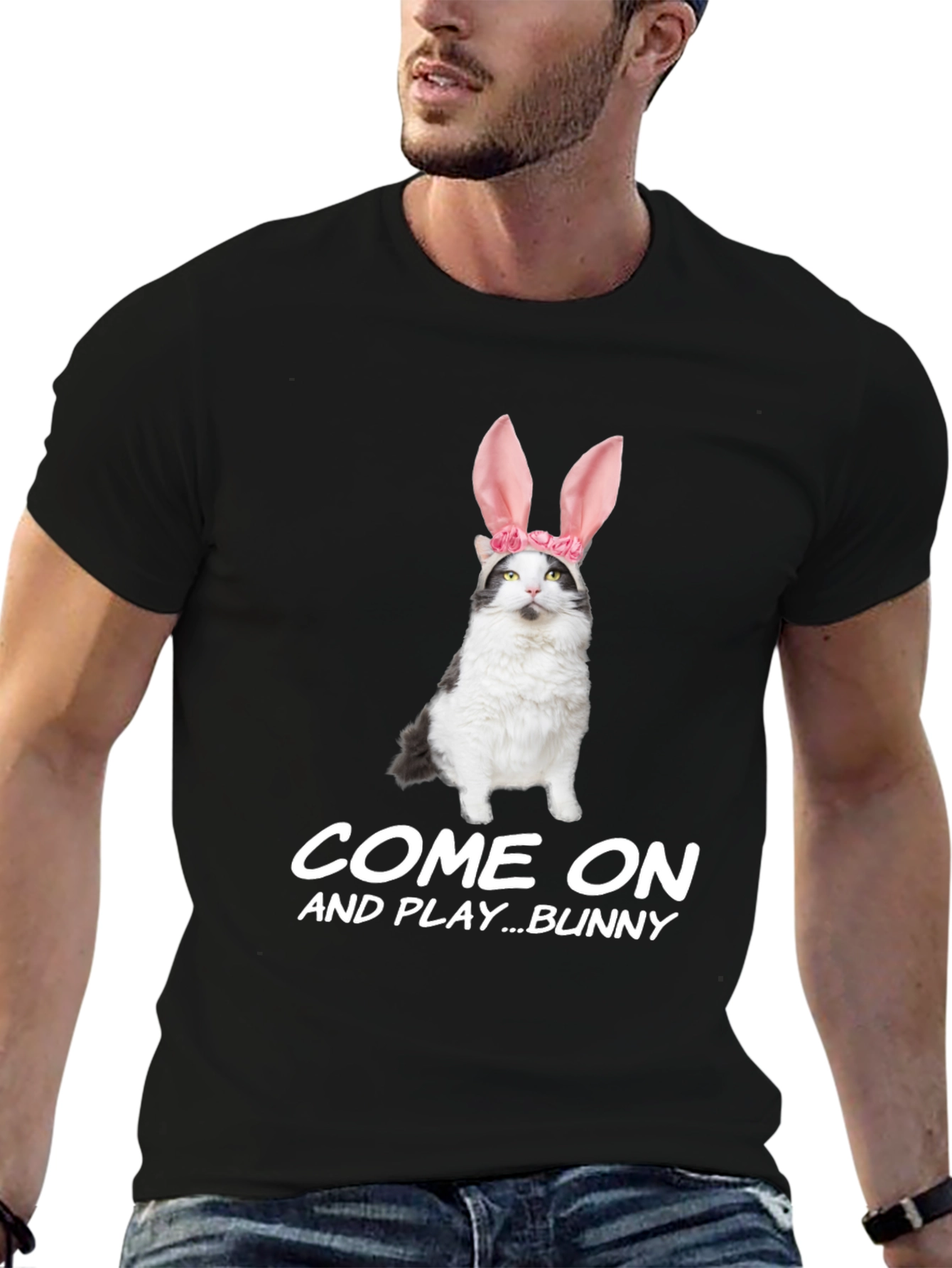 Black Come On Bunny T-Shirt view 6