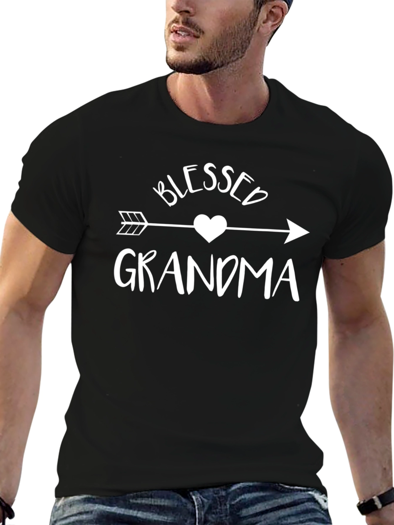 Black Blessed Grandma Arrow Heart T-Shirt view 6