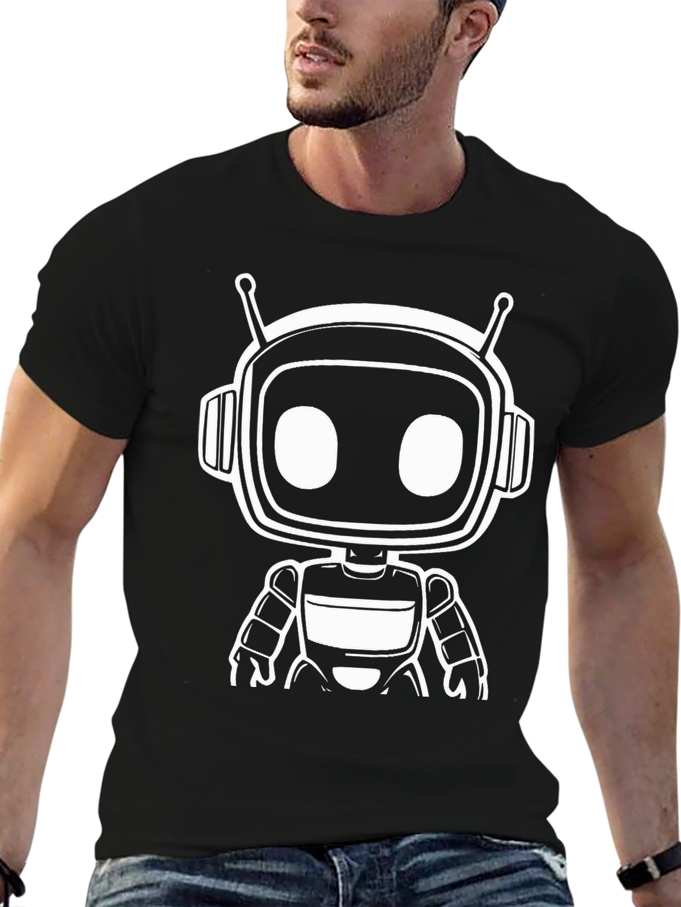 Black Robot Graphic Tee - Cool Sci-Fi Shirt view 6