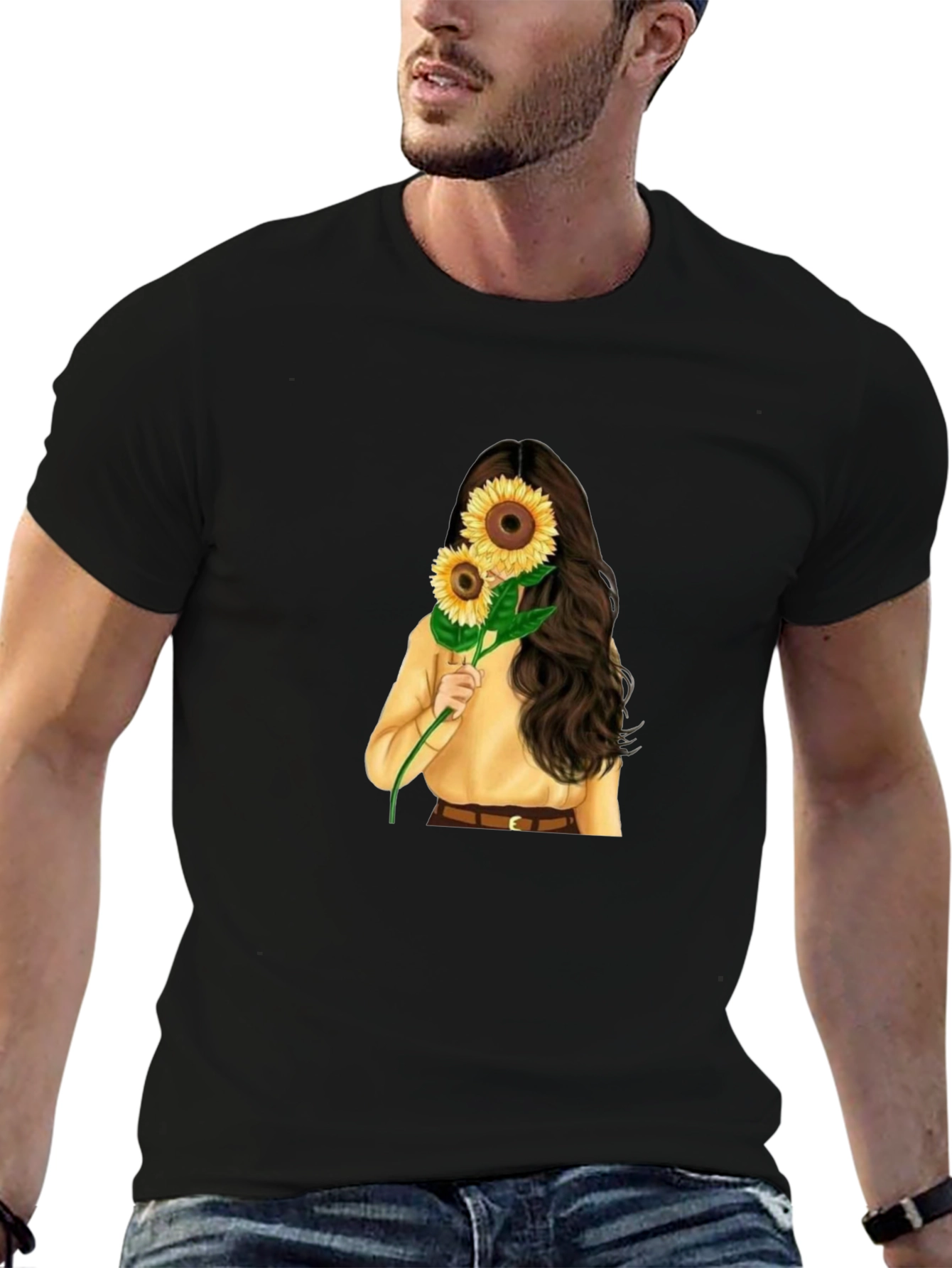 Black Sunflower Graphic Tee - Stylish Unisex T-Shirt view 6