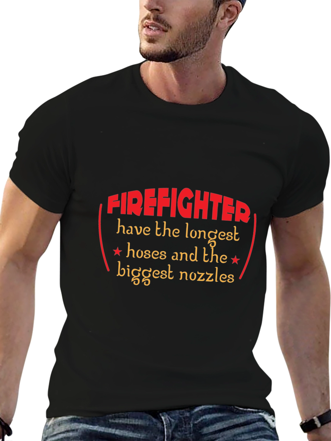 Black Firefighter Longest Hoses T-Shirt view 6