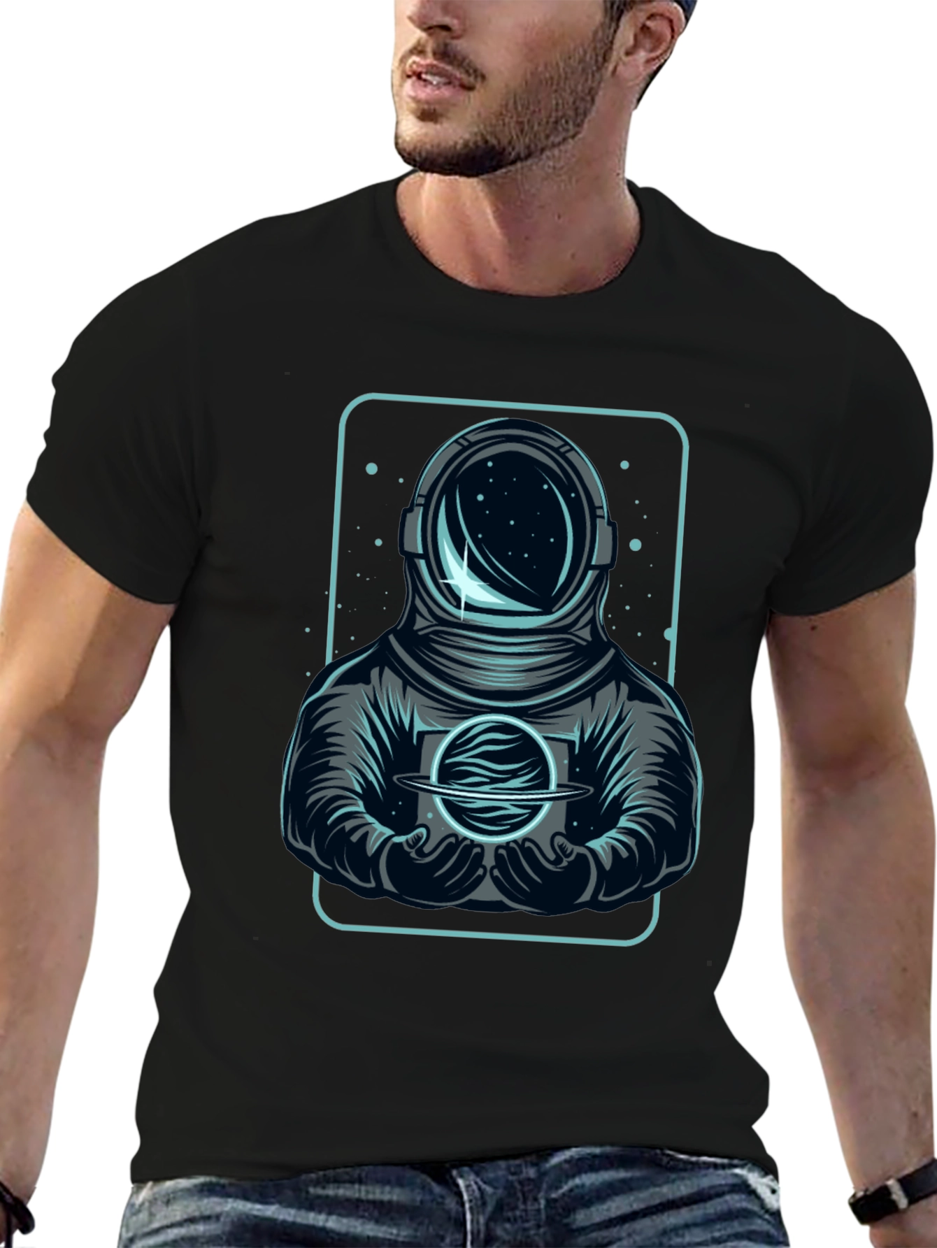 Black Astronaut Graphic T-Shirt - Space Explorer Design view 6