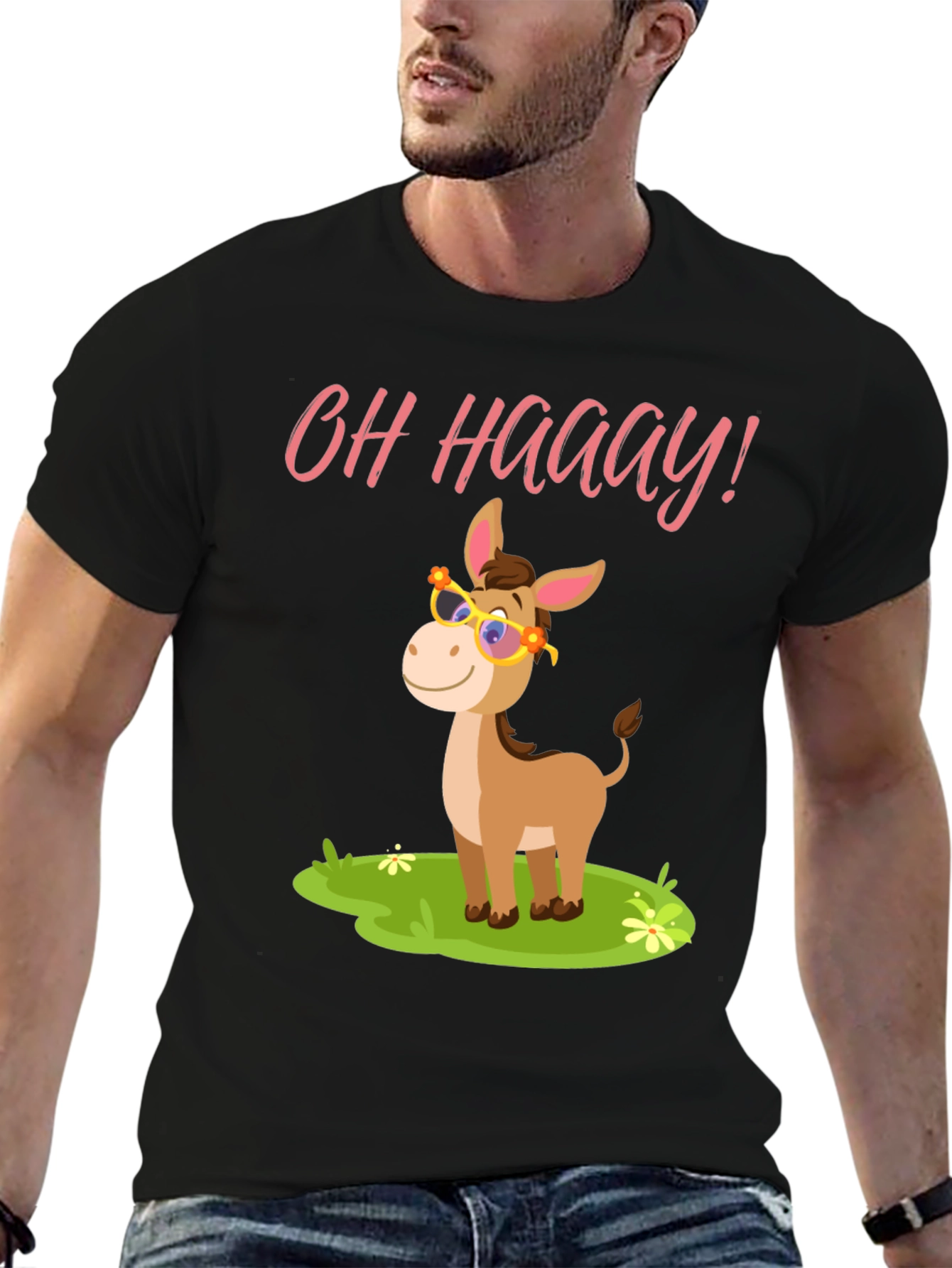 Black Funny Donkey T-Shirt - Oh Haaay! view 6