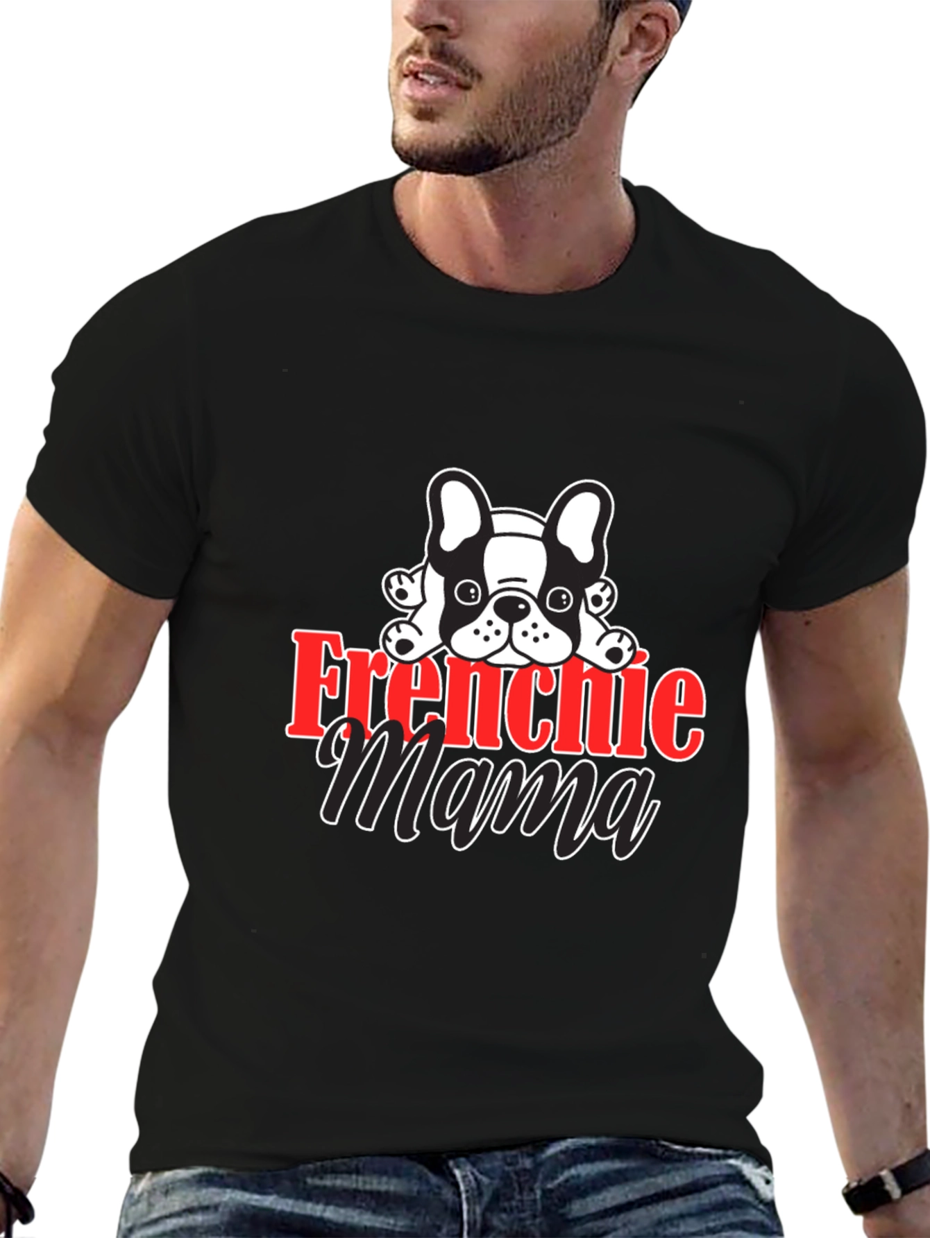 Black Frenchie Mama Black T-Shirt view 6