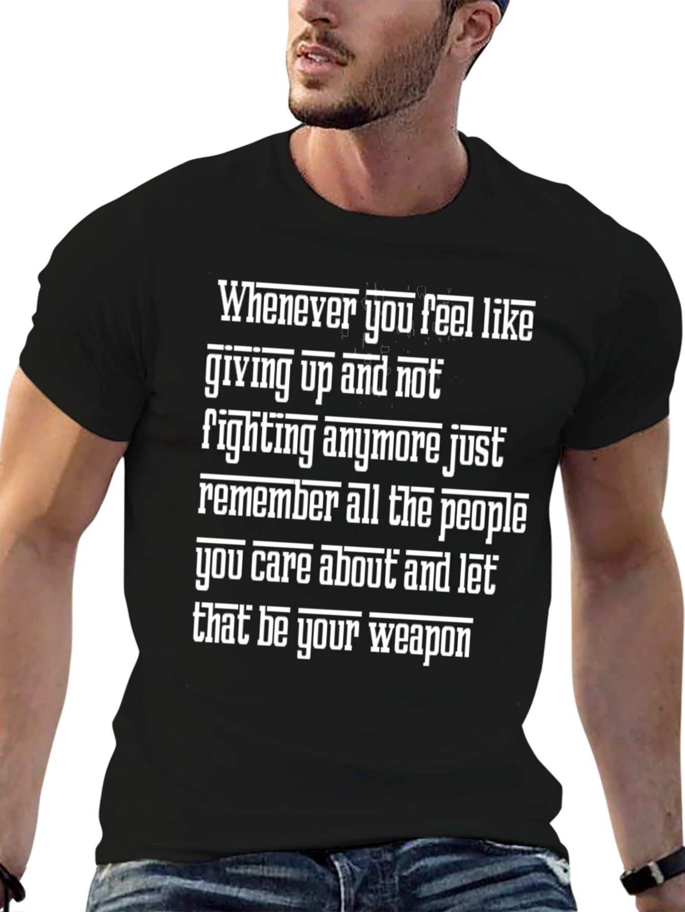 Black Inspirational 'Weapon' Black T-Shirt view 6