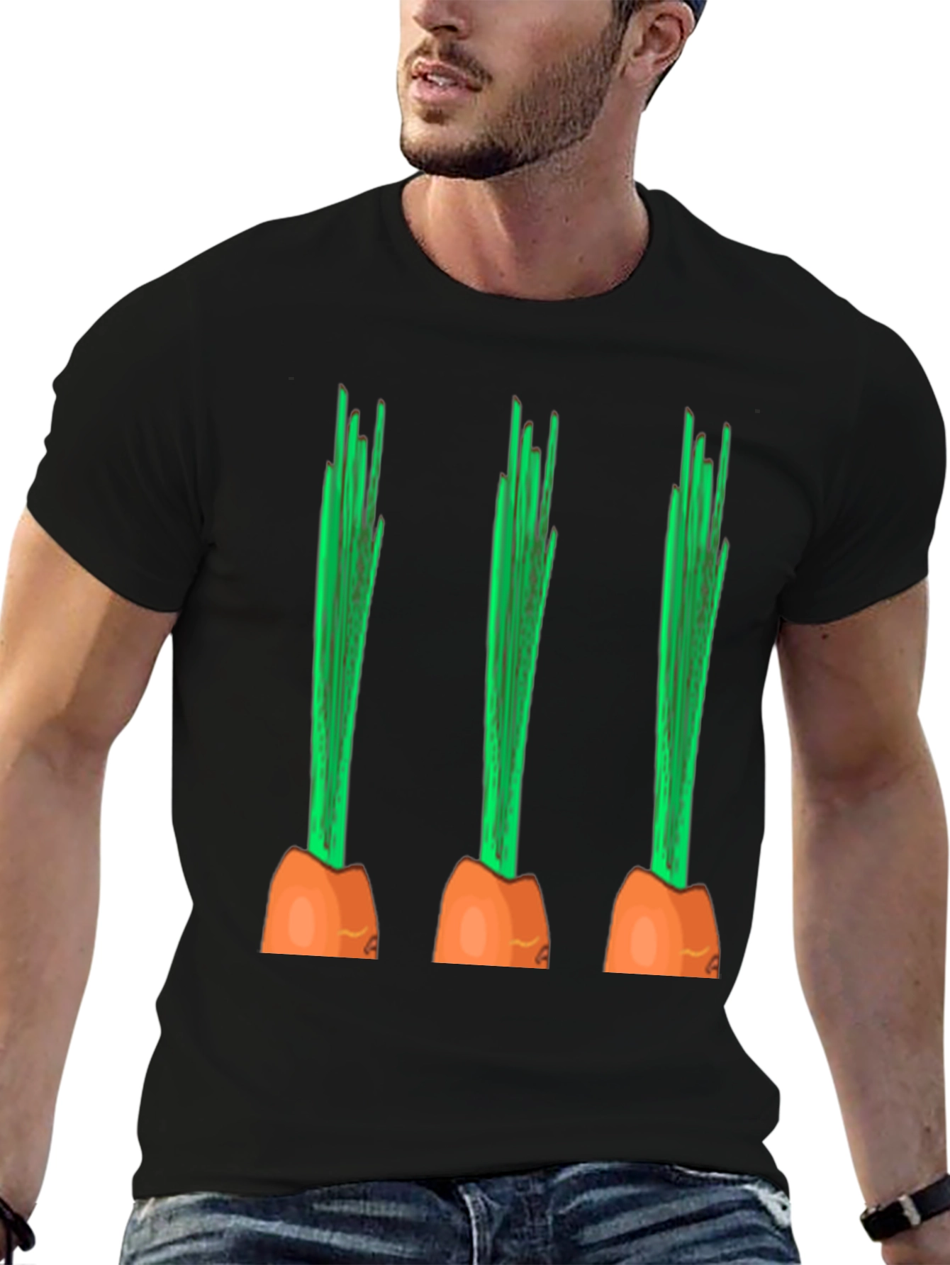 Black Funny Carrot Graphic Tee - Black Cotton Casual Shirt view 6