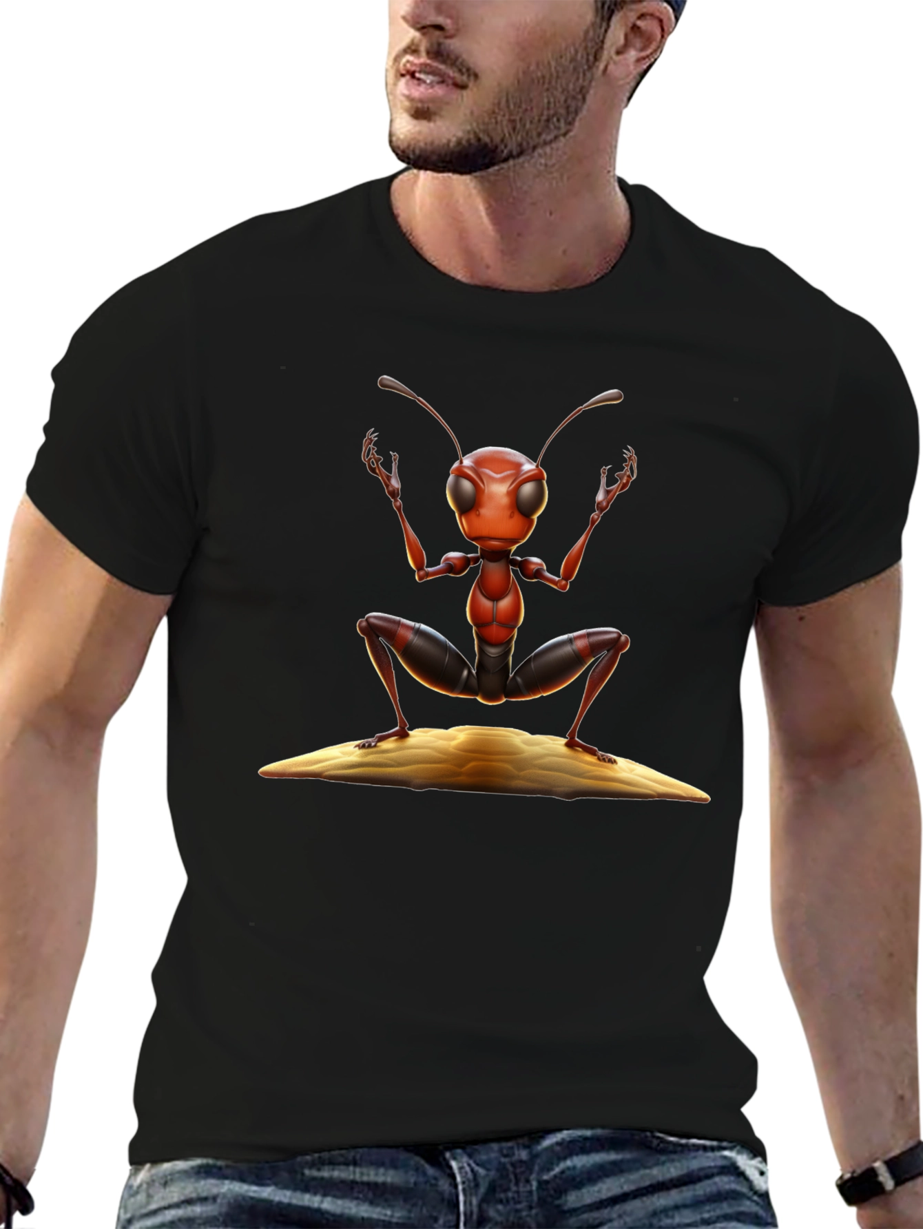 Black Ant Graphic T-Shirt - Black Cotton Tee view 6