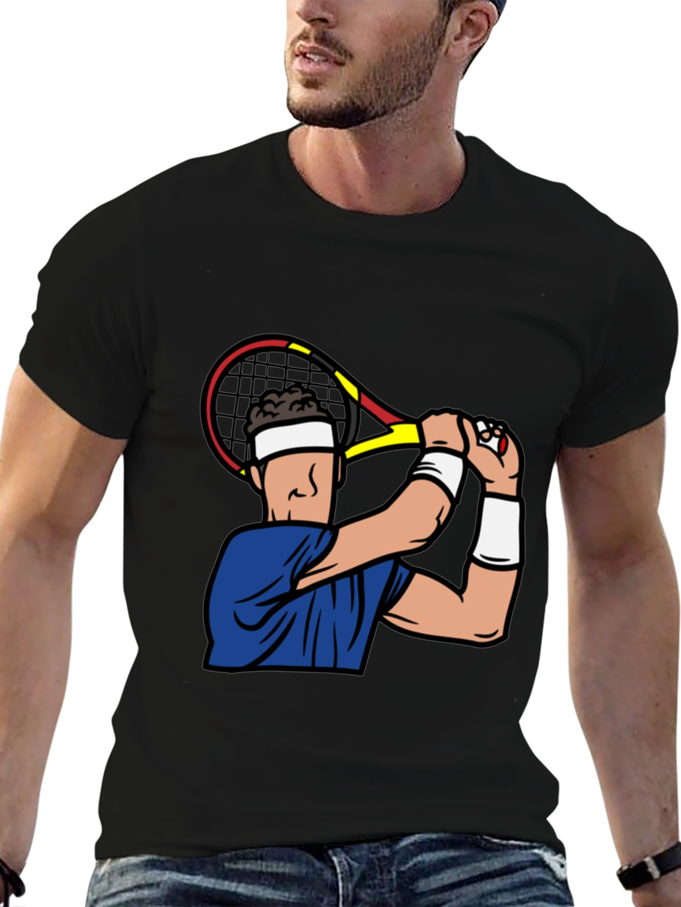 Black Tennis Player Graphic T-Shirt view 6