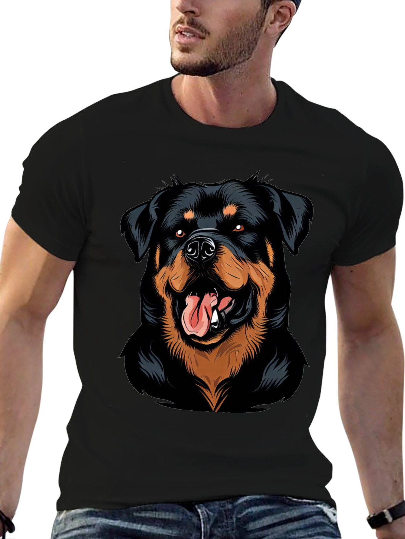 Black Rottweiler Graphic Tee - Black view 6
